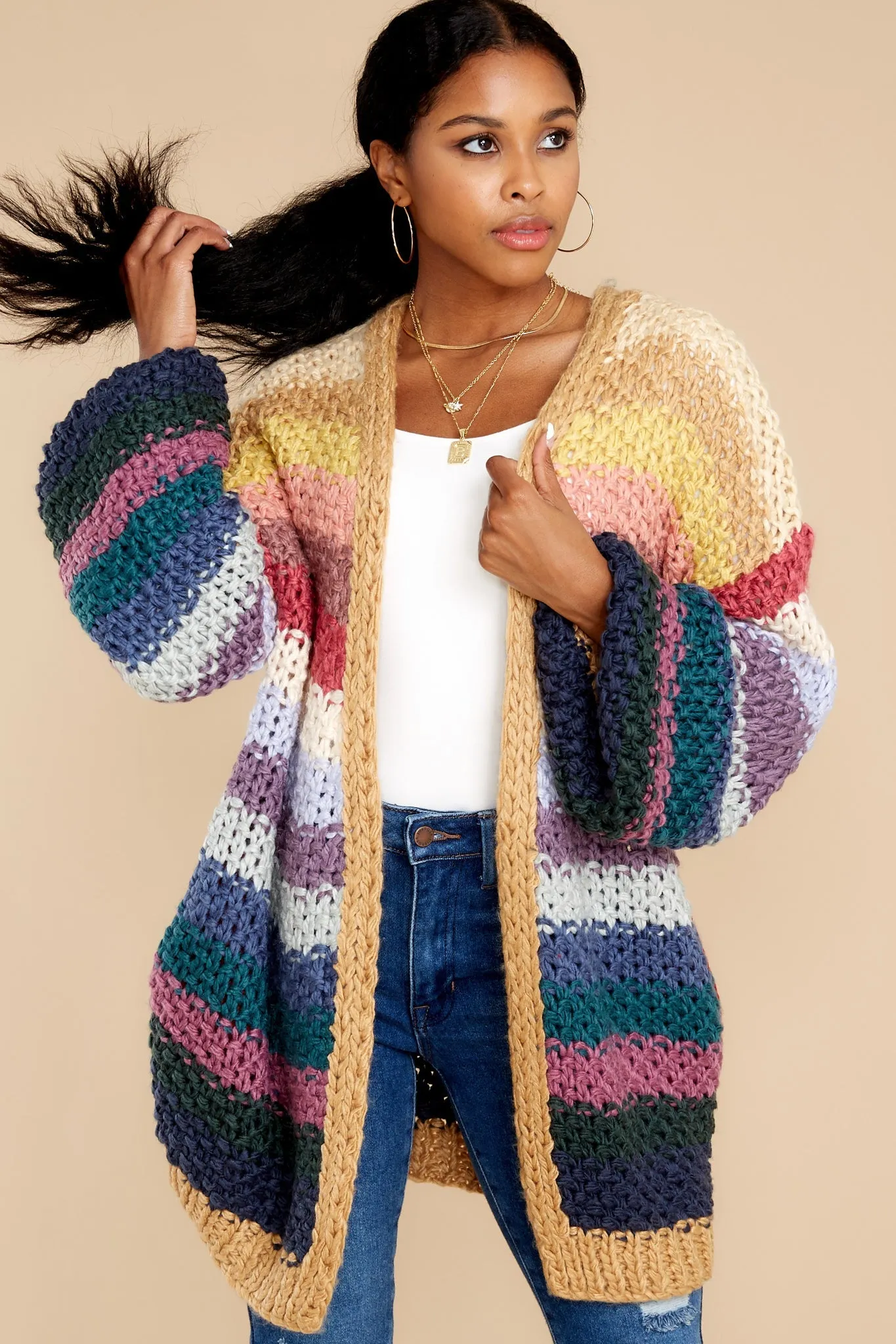 Rainbow Valley Tan Multi Cardigan