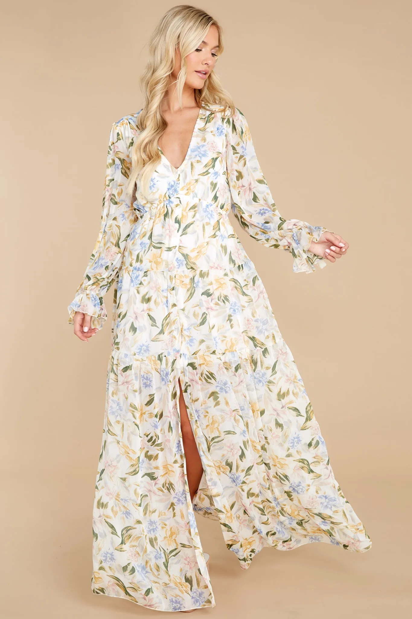 Ready To Flourish White Floral Print Maxi Dress