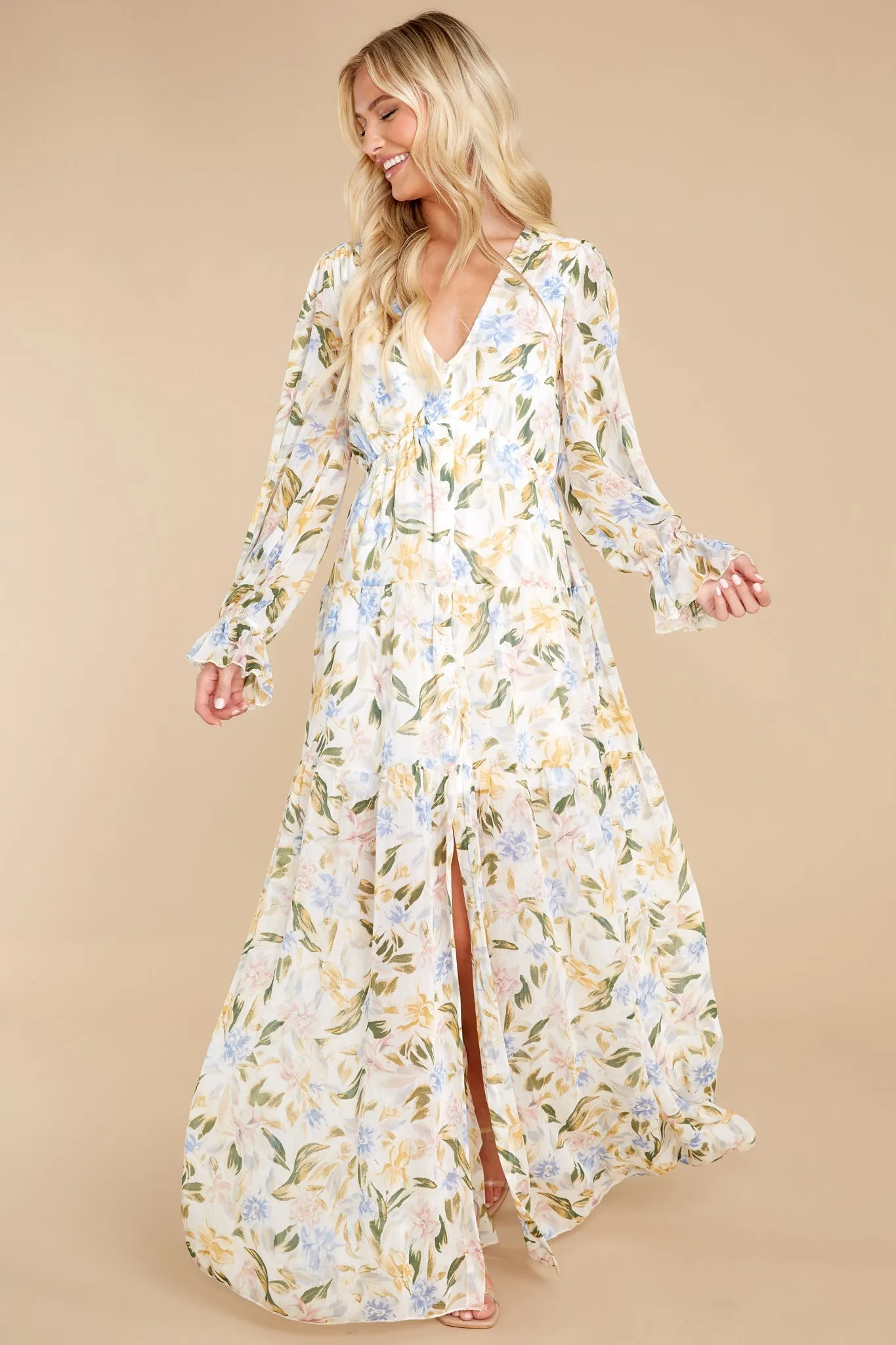 Ready To Flourish White Floral Print Maxi Dress