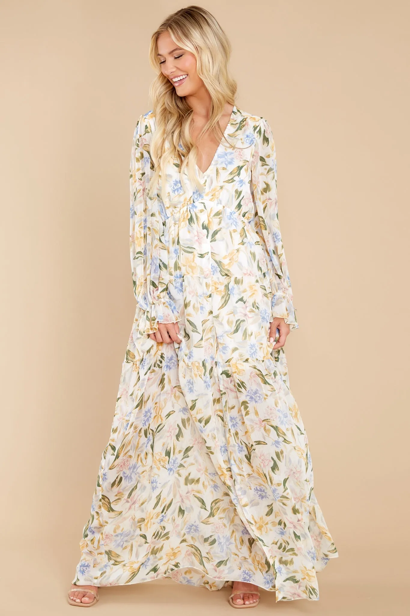 Ready To Flourish White Floral Print Maxi Dress