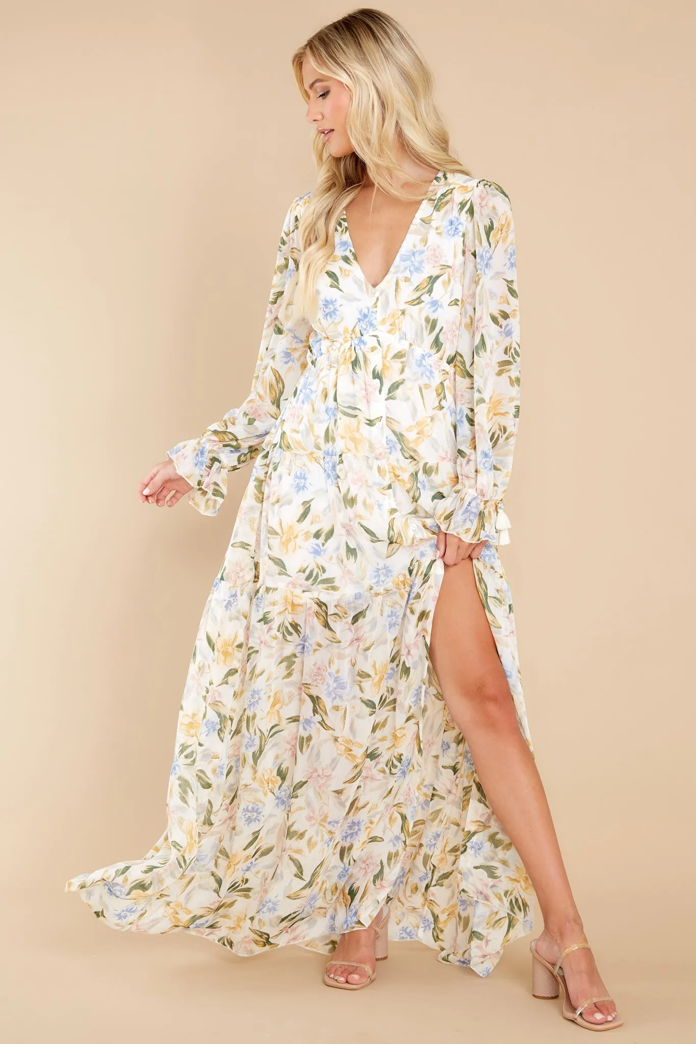 Ready To Flourish White Floral Print Maxi Dress