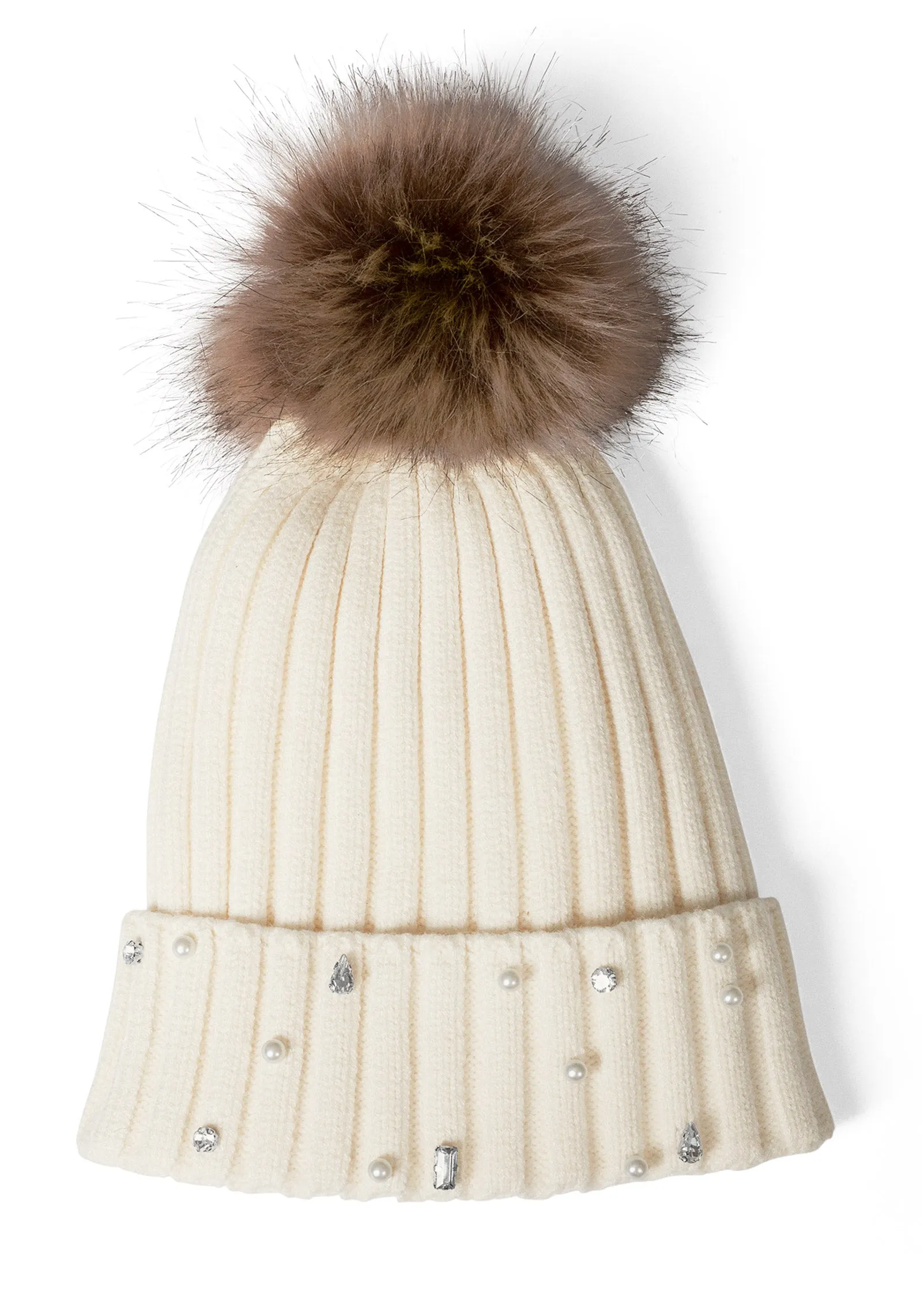 Ribbed Beanie And Scarf Set - Nude