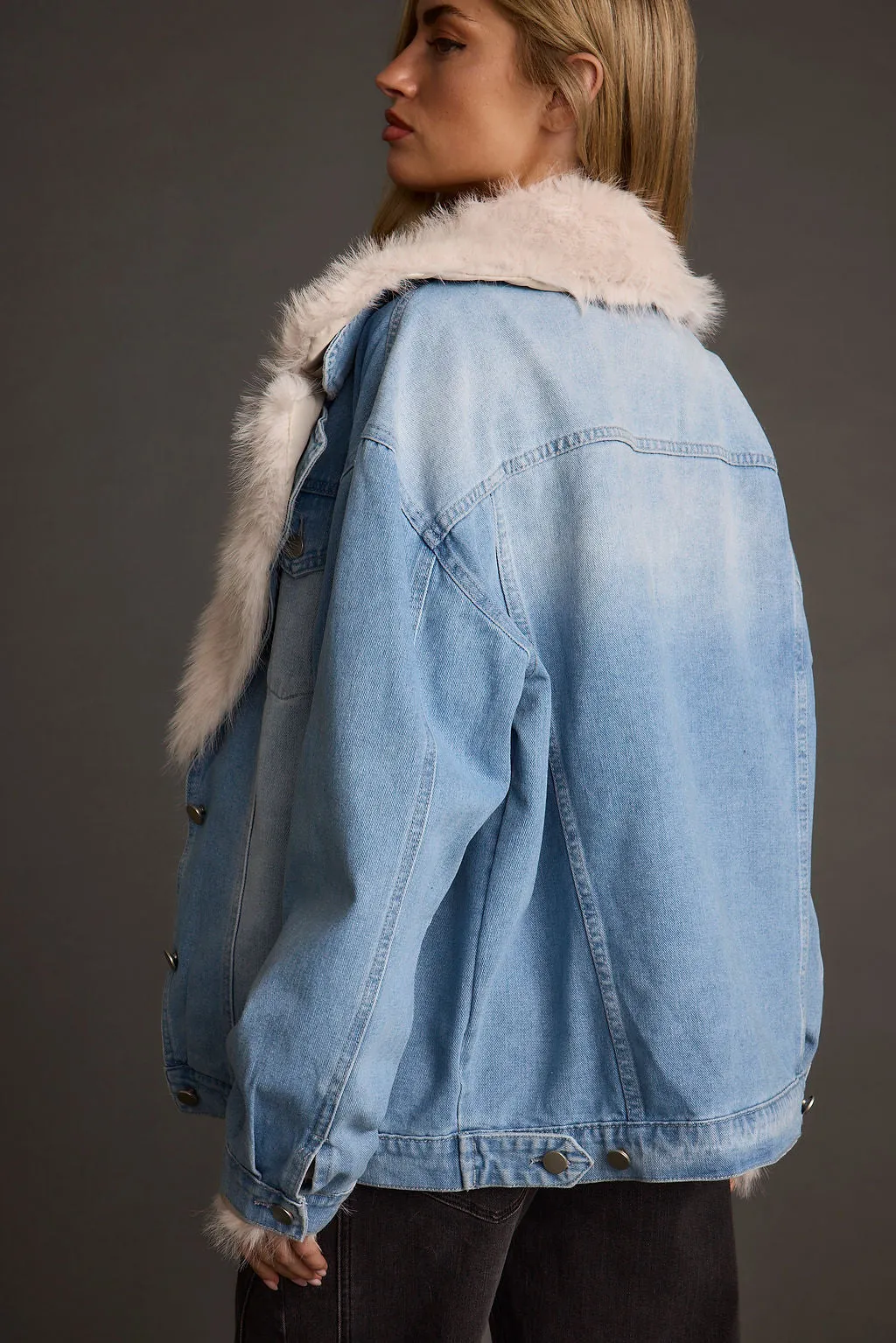 Rylee Denim Jacket with Faux Fur Trim