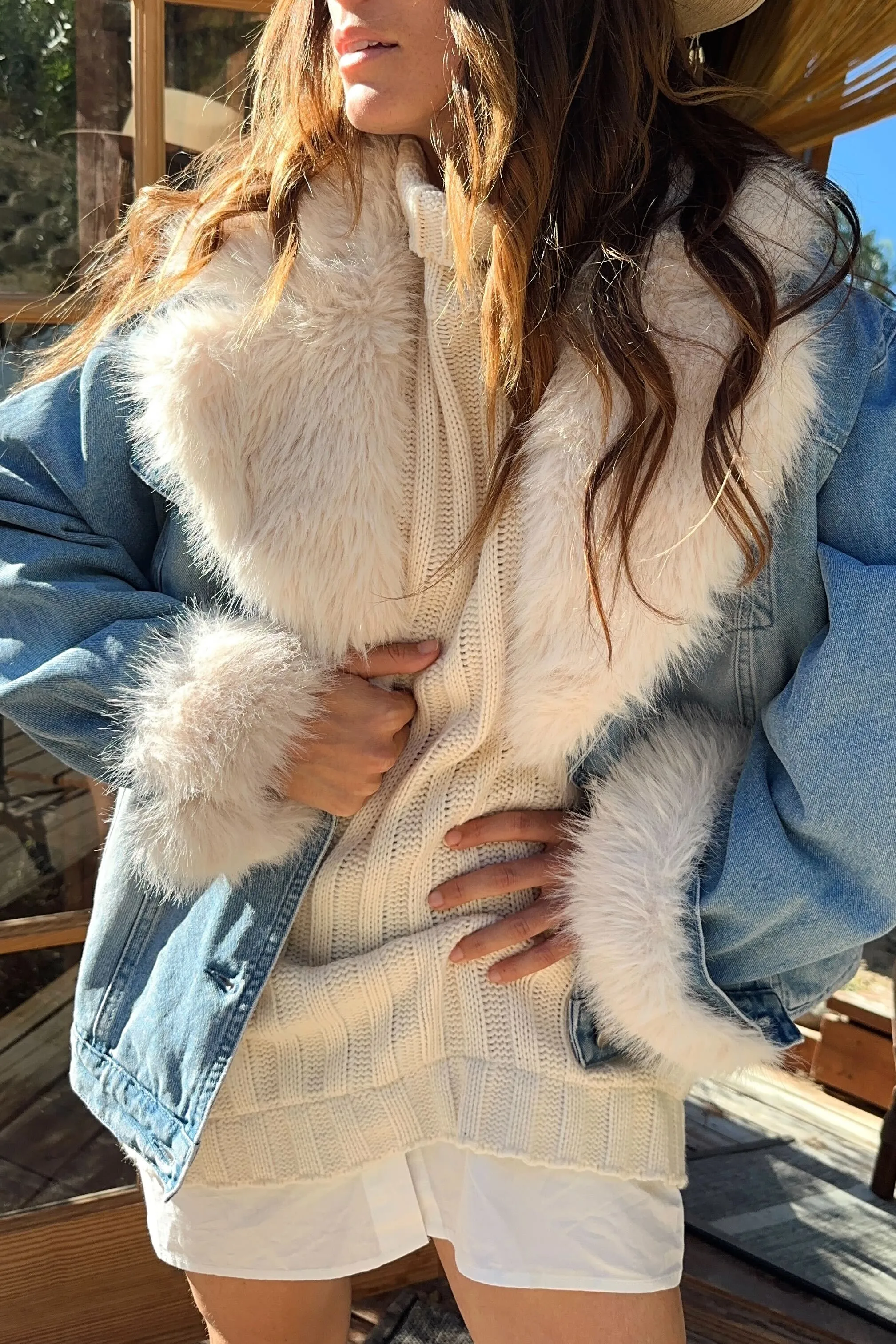 Rylee Denim Jacket with Faux Fur Trim