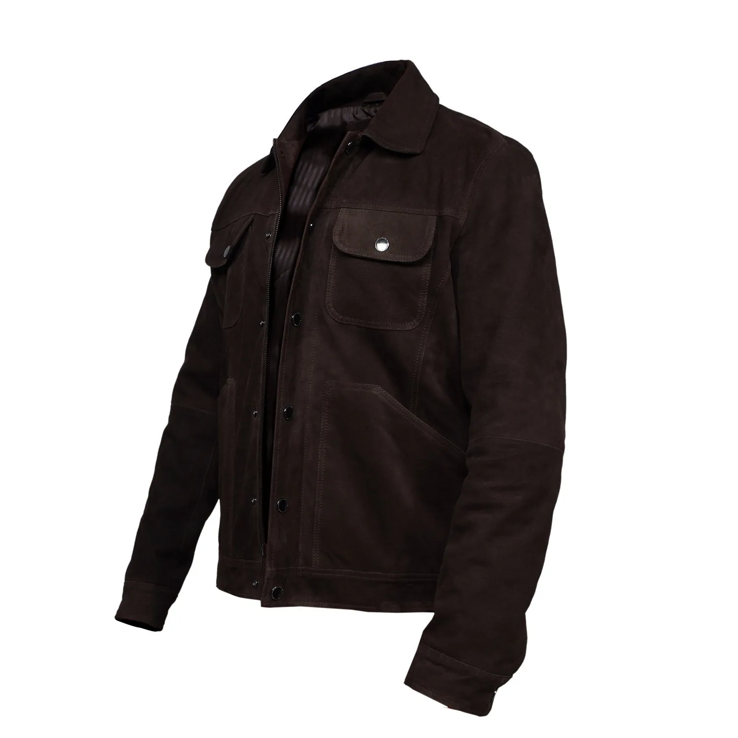 Safari Field Goat Suede Leather Dark Brown Jacket