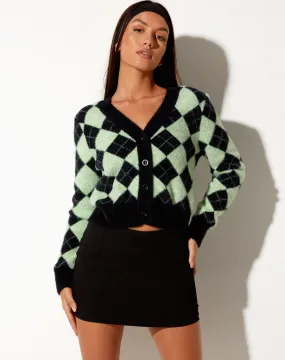 Saidi Cardi in Diamond Black and Green