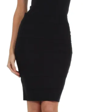 Sakkas Knee Length Tiered Sleek Stretch Skirt