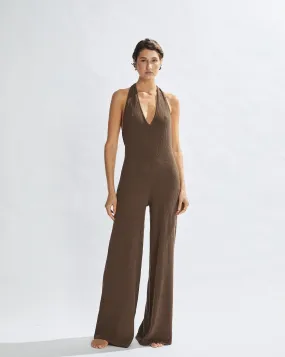 Sammy Knit Jumpsuit Chocolate Cropped