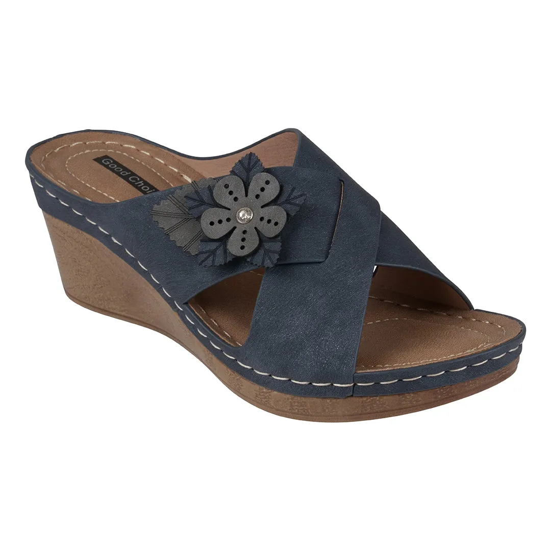 Selly Navy Wedge Sandal