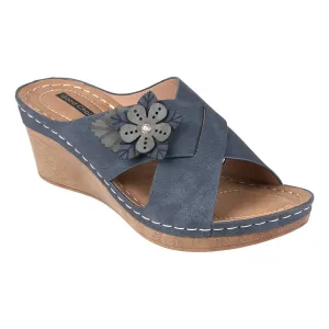 Selly Navy Wedge Sandal