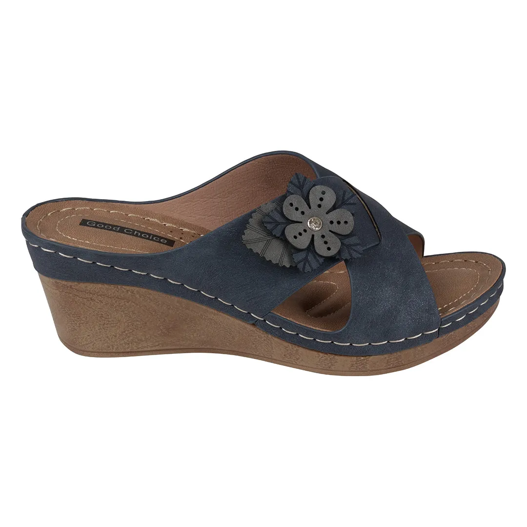 Selly Navy Wedge Sandal