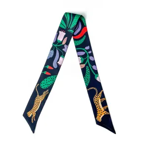 Silk Skinny Scarf Of Jungle Night