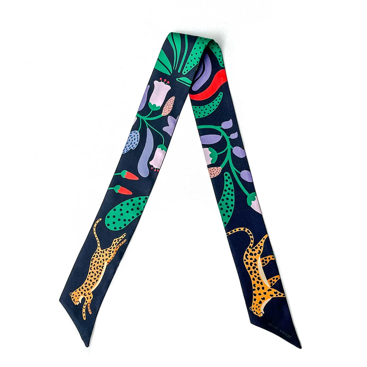 Silk Skinny Scarf Of Jungle Night