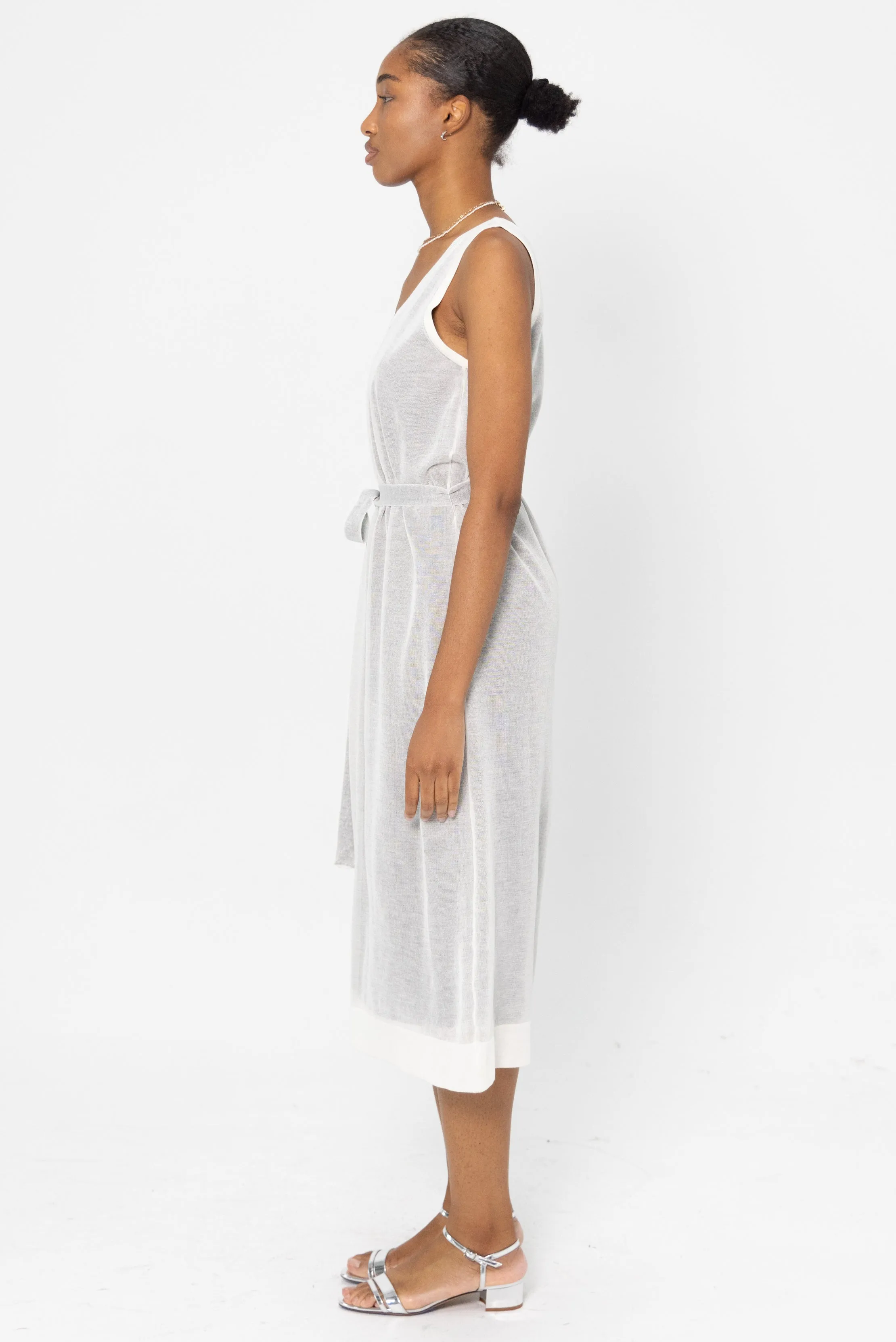 Simmons Sheer Knit Dress, Off-White and Black