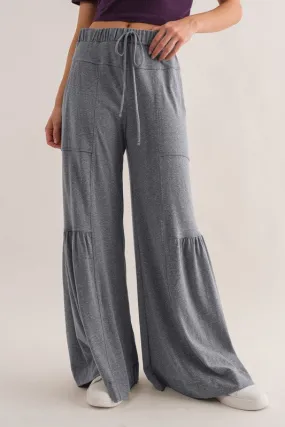 Solid Tiered Flare Pants