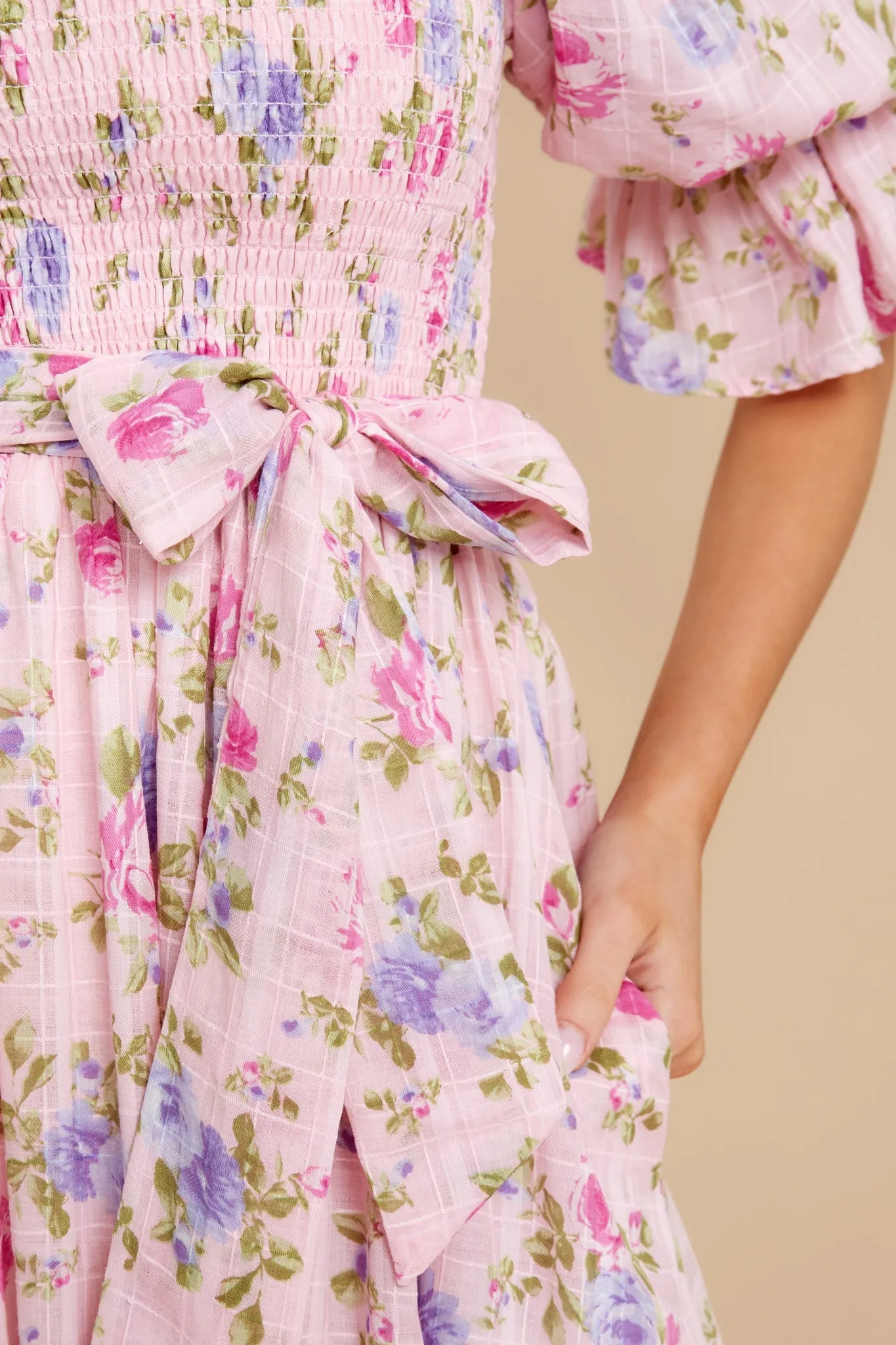 Someone I Adore Pink Multi Floral Print Cotton Midi Dress