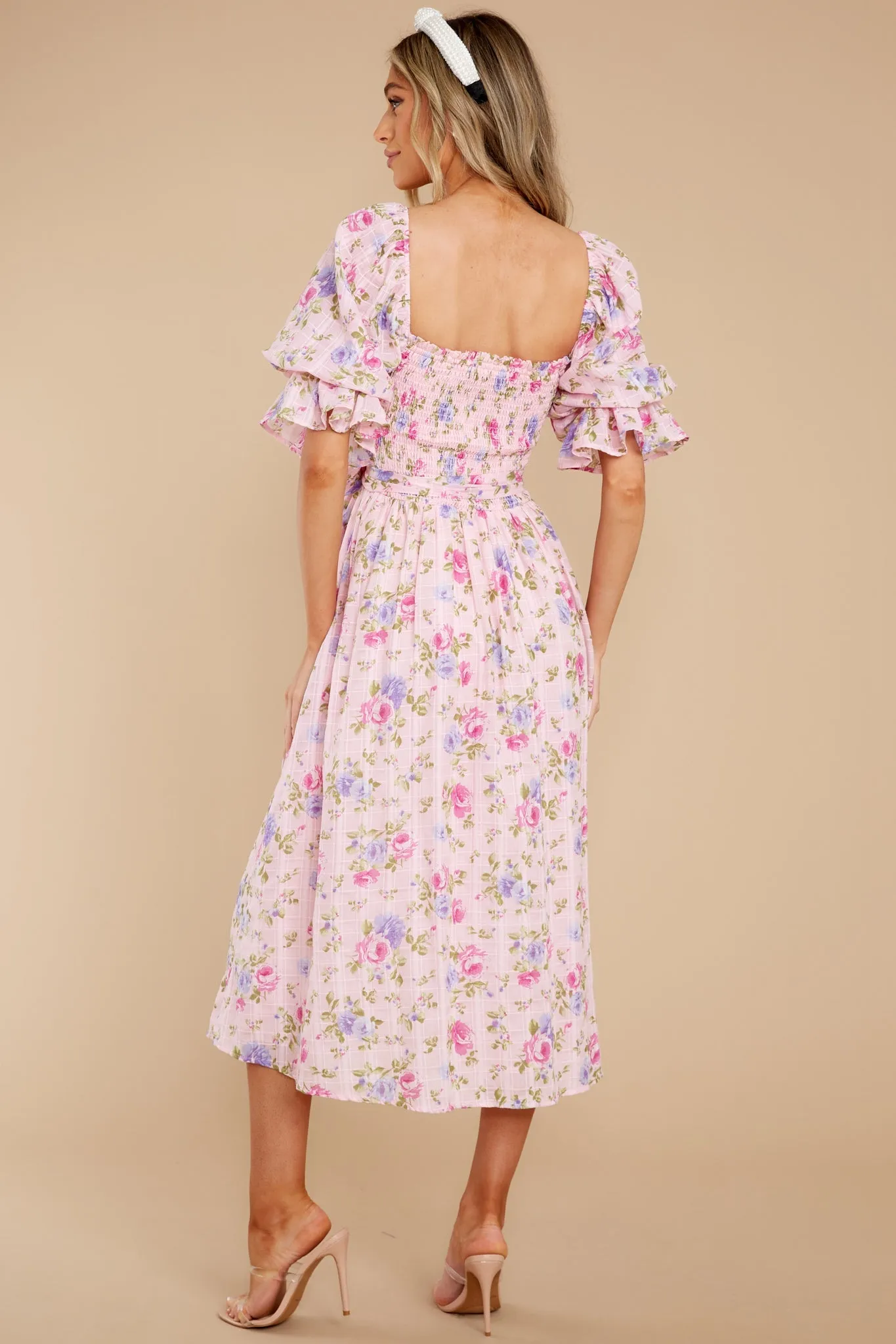 Someone I Adore Pink Multi Floral Print Cotton Midi Dress