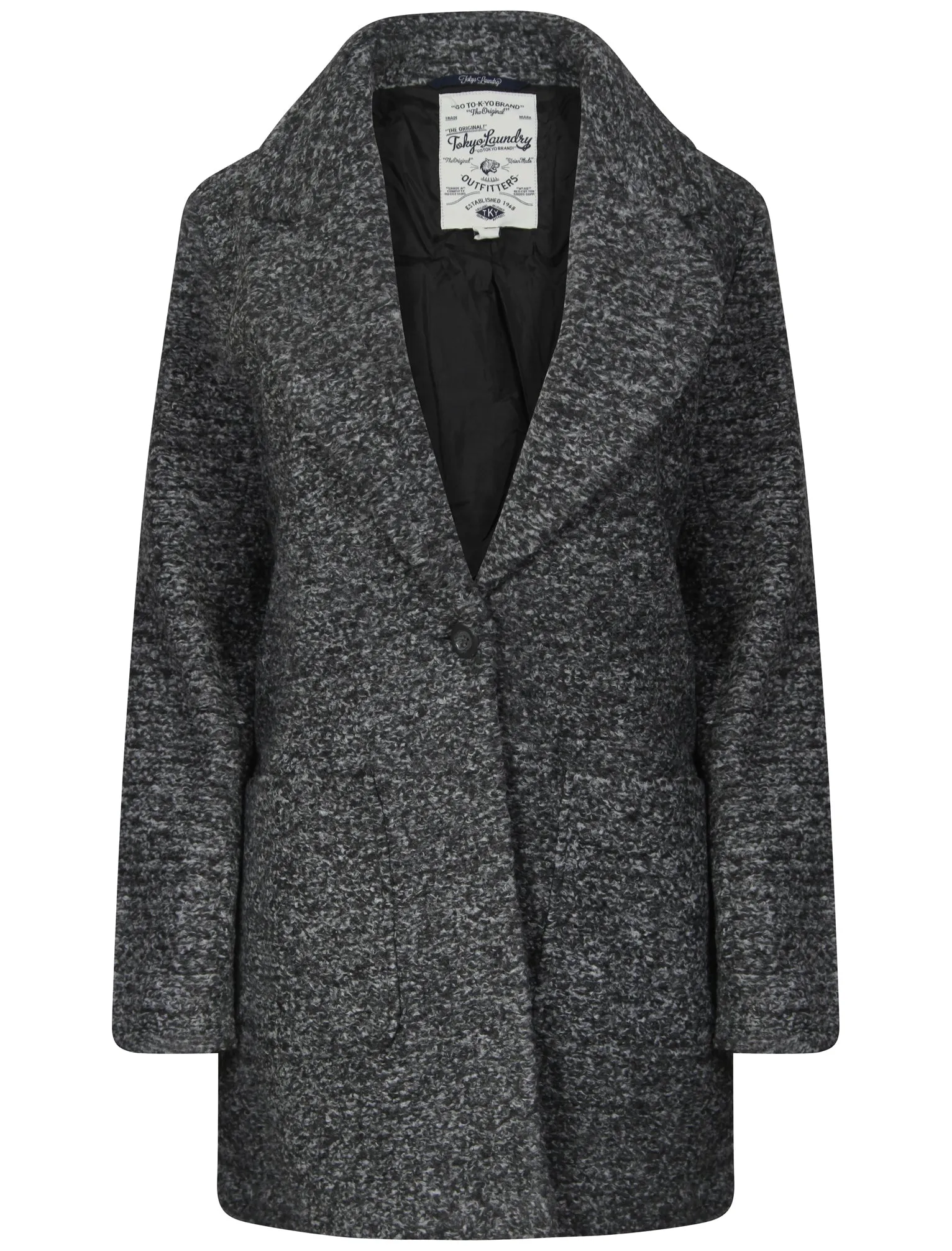 Sonar Tailored Overcoat In Grey Boucle  - Tokyo Laundry