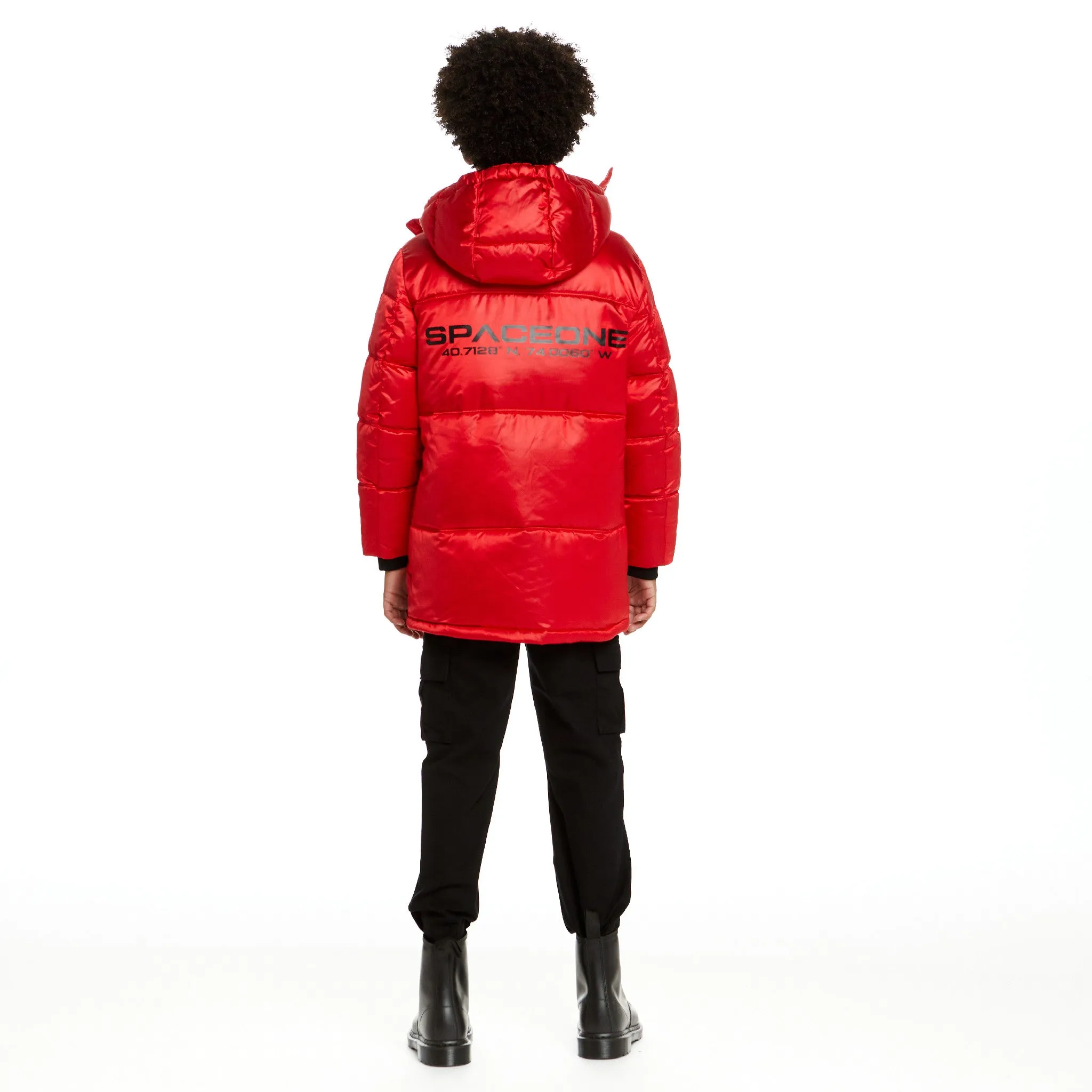 SPACEONE x Andy & Evan® | Galactic Puffer Jacket | Mars Red