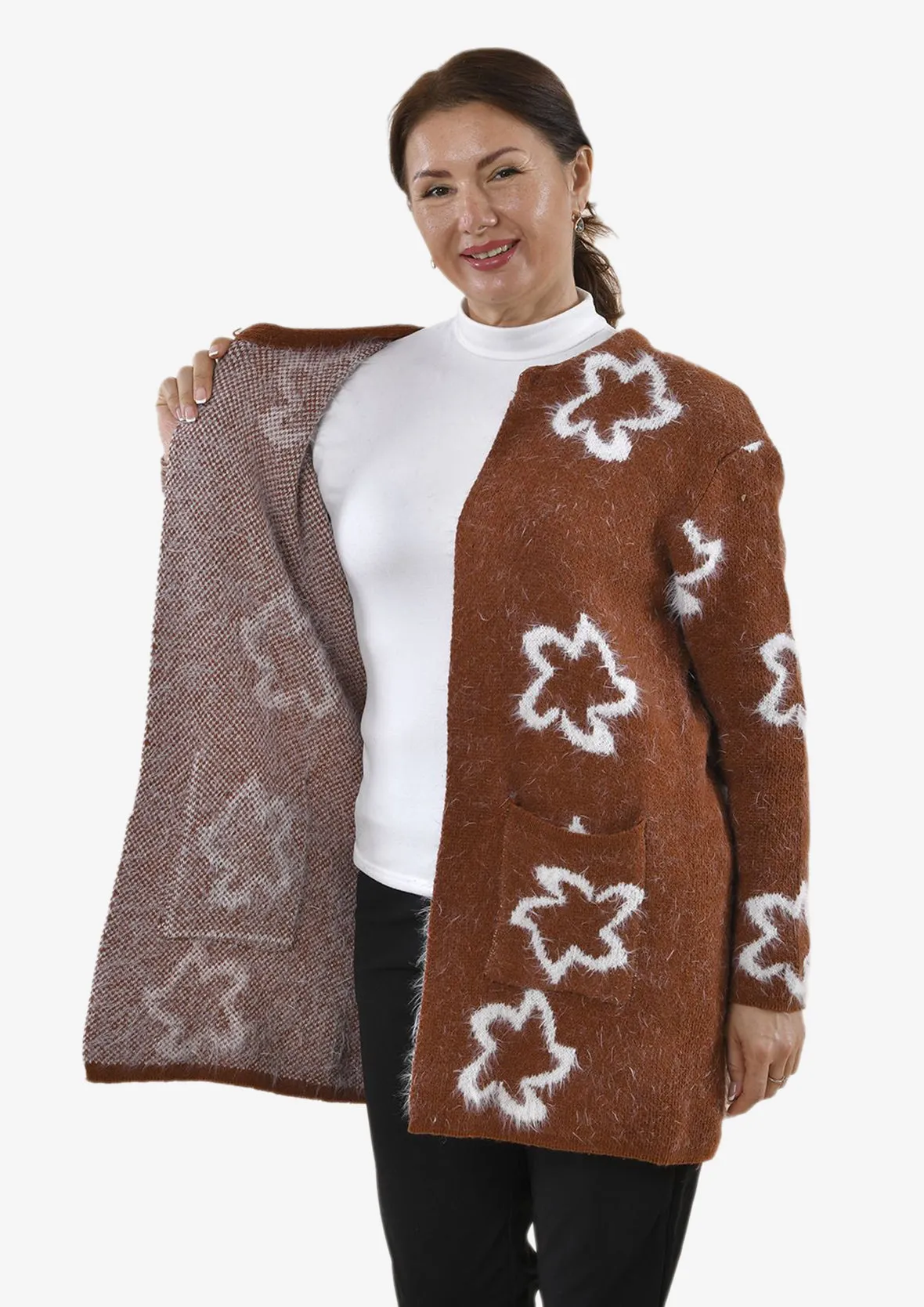 Star Pattern Knit Coatigan