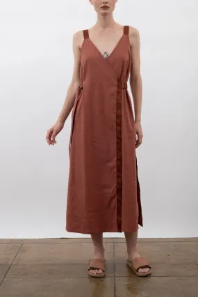 Stretch Linen Faux Wrap Dress - WALTRINA