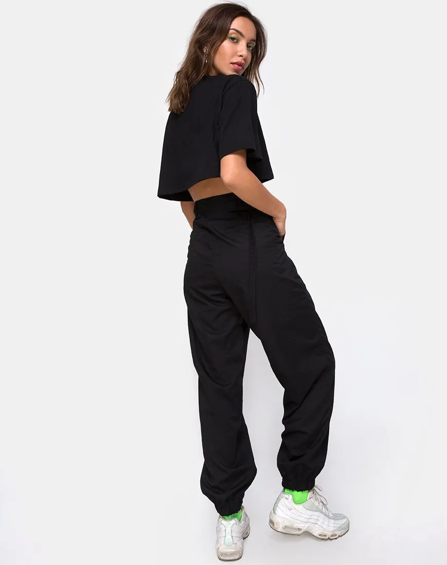 Super Cropped Black Tee in Disco Embro