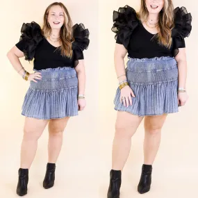 Sweetest Love Pleated Denim Skirt in Light Wash