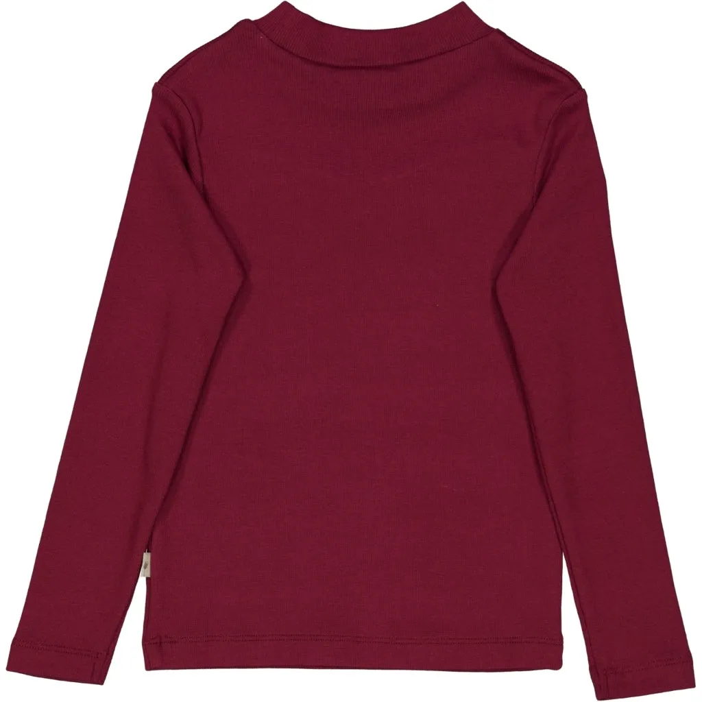 T-Shirt Rib Ruffle - red plum