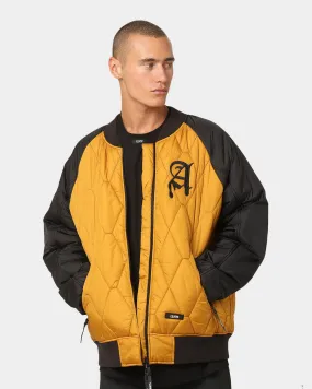 The Anti Order Corvus Quilted Bomber Jacket Mustard/Black/White