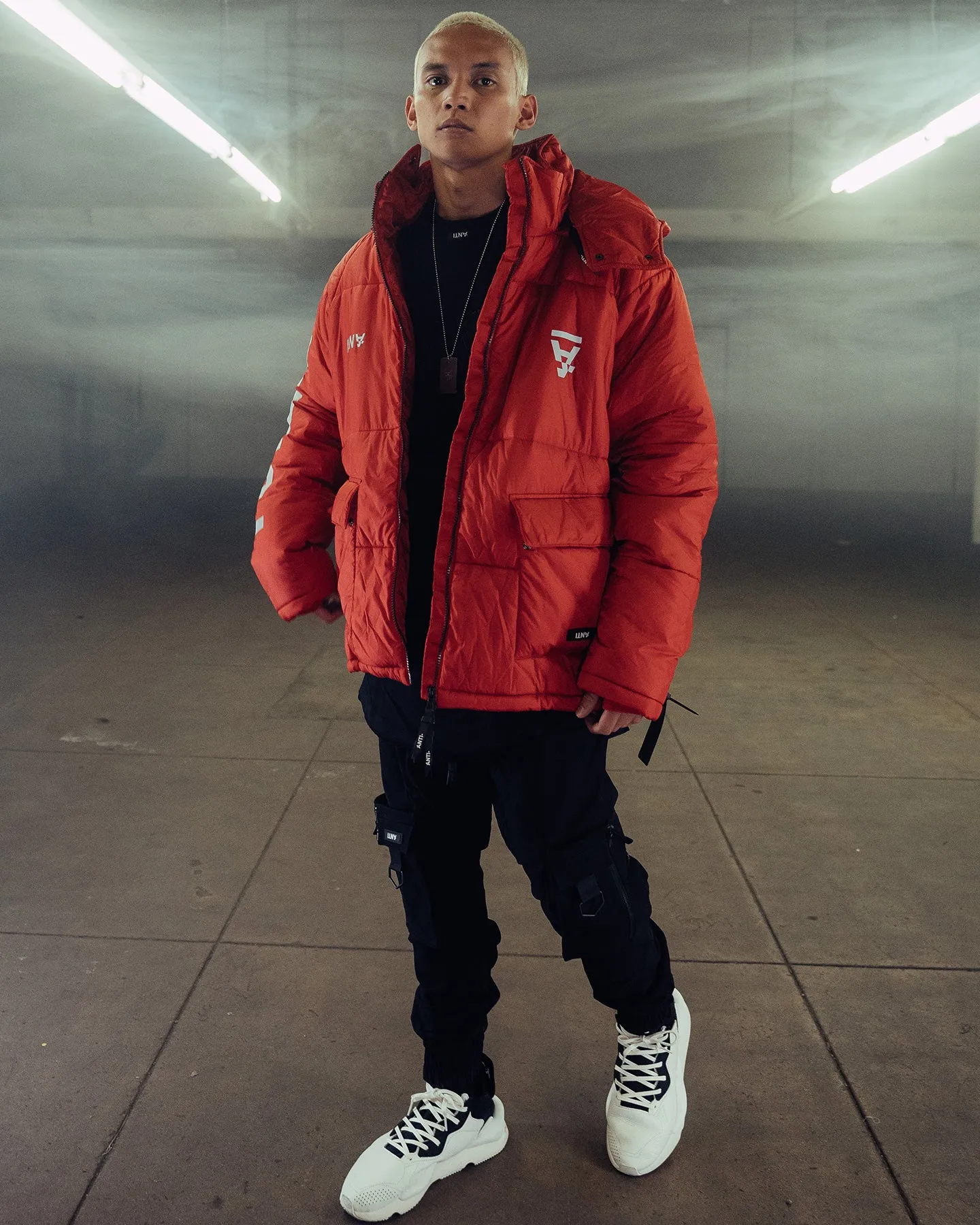 The Anti Order Hyphen ATD Puffer Jacket Red/White