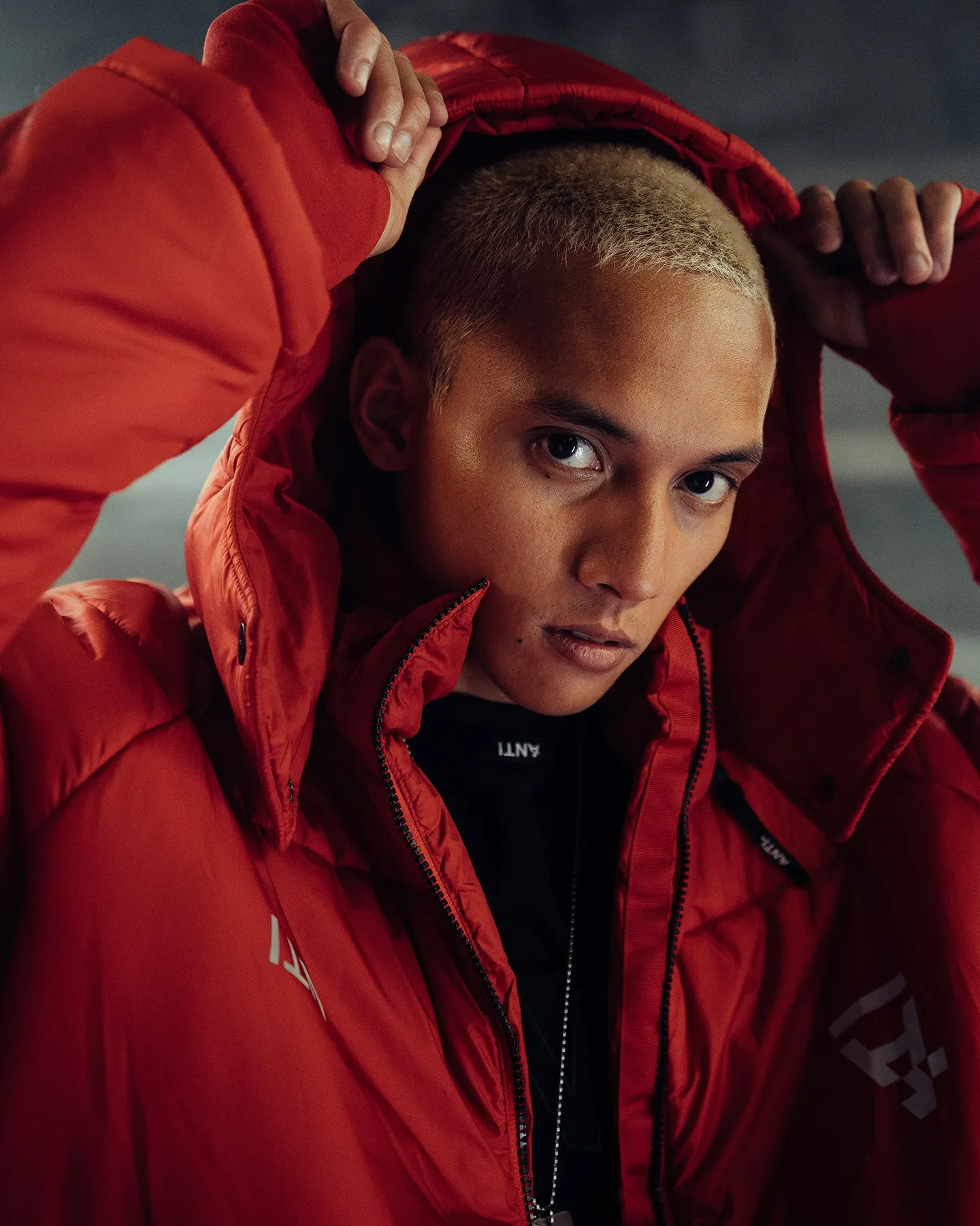 The Anti Order Hyphen ATD Puffer Jacket Red/White