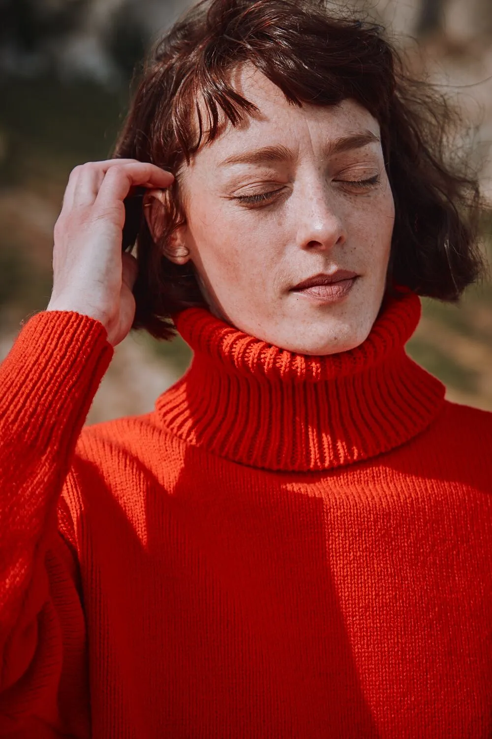 THERESE Turtleneck Sweater in Merino Wool - Red