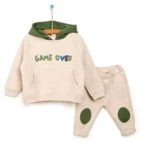 Tuffy Game Quilted Hoodie -Pocket Sweatshirt - Beige