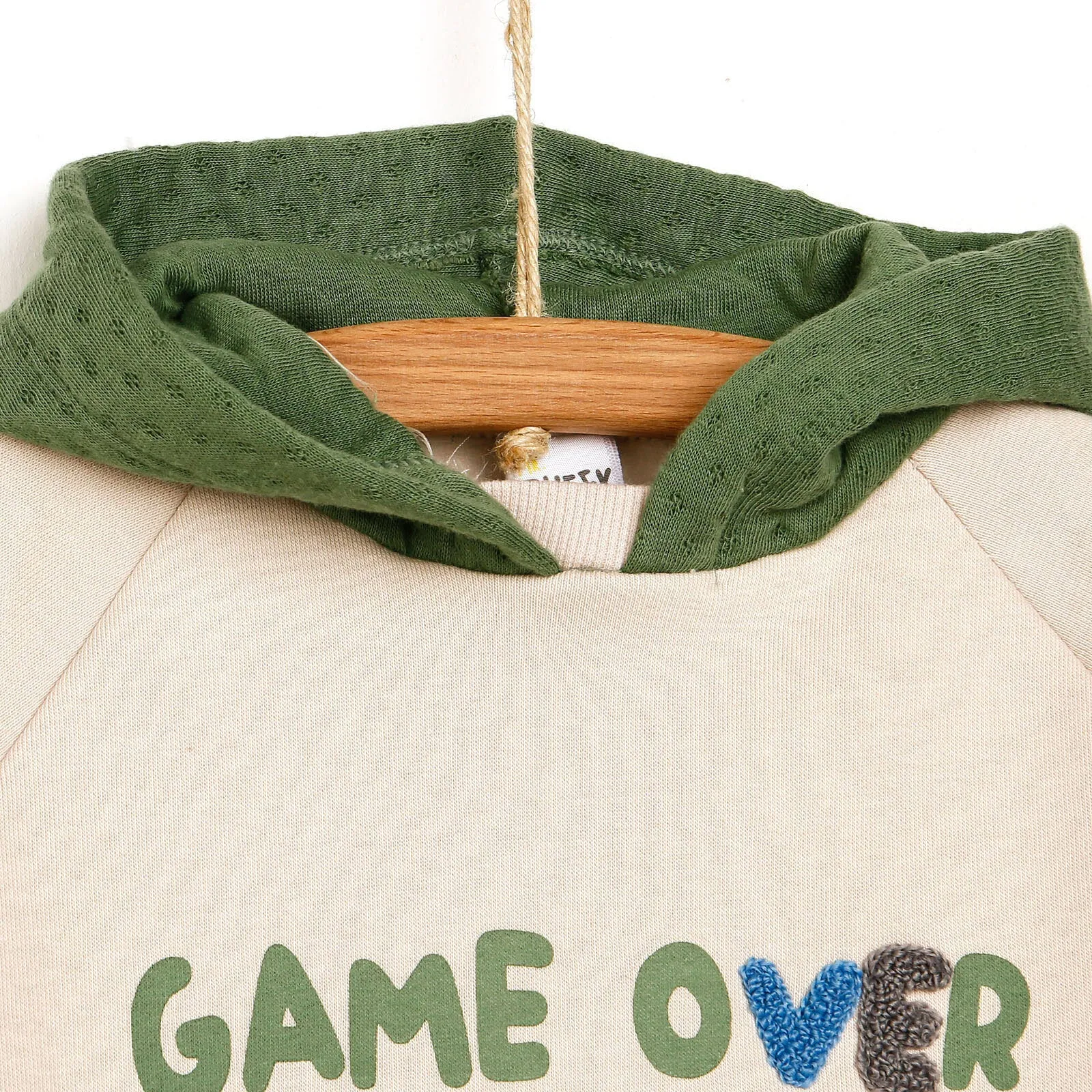 Tuffy Game Quilted Hoodie -Pocket Sweatshirt - Beige