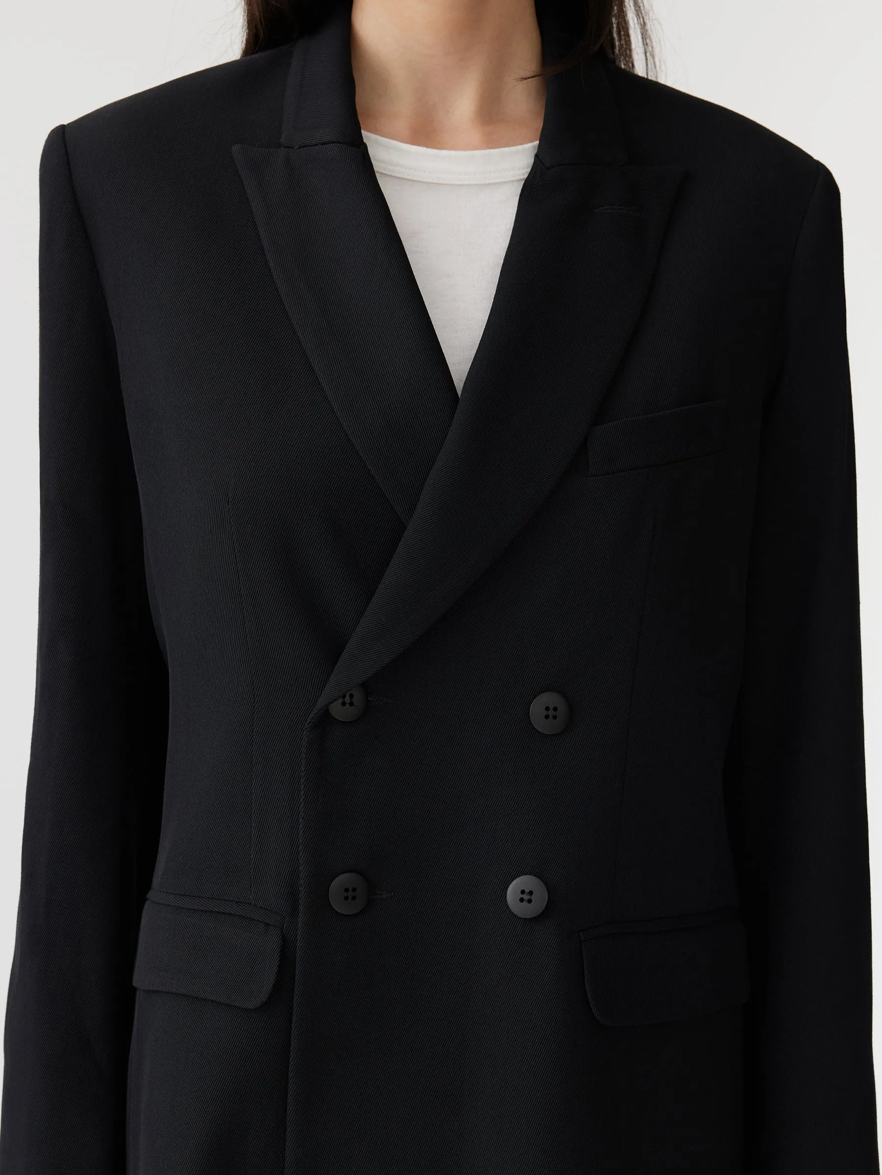 twill double breasted blazer