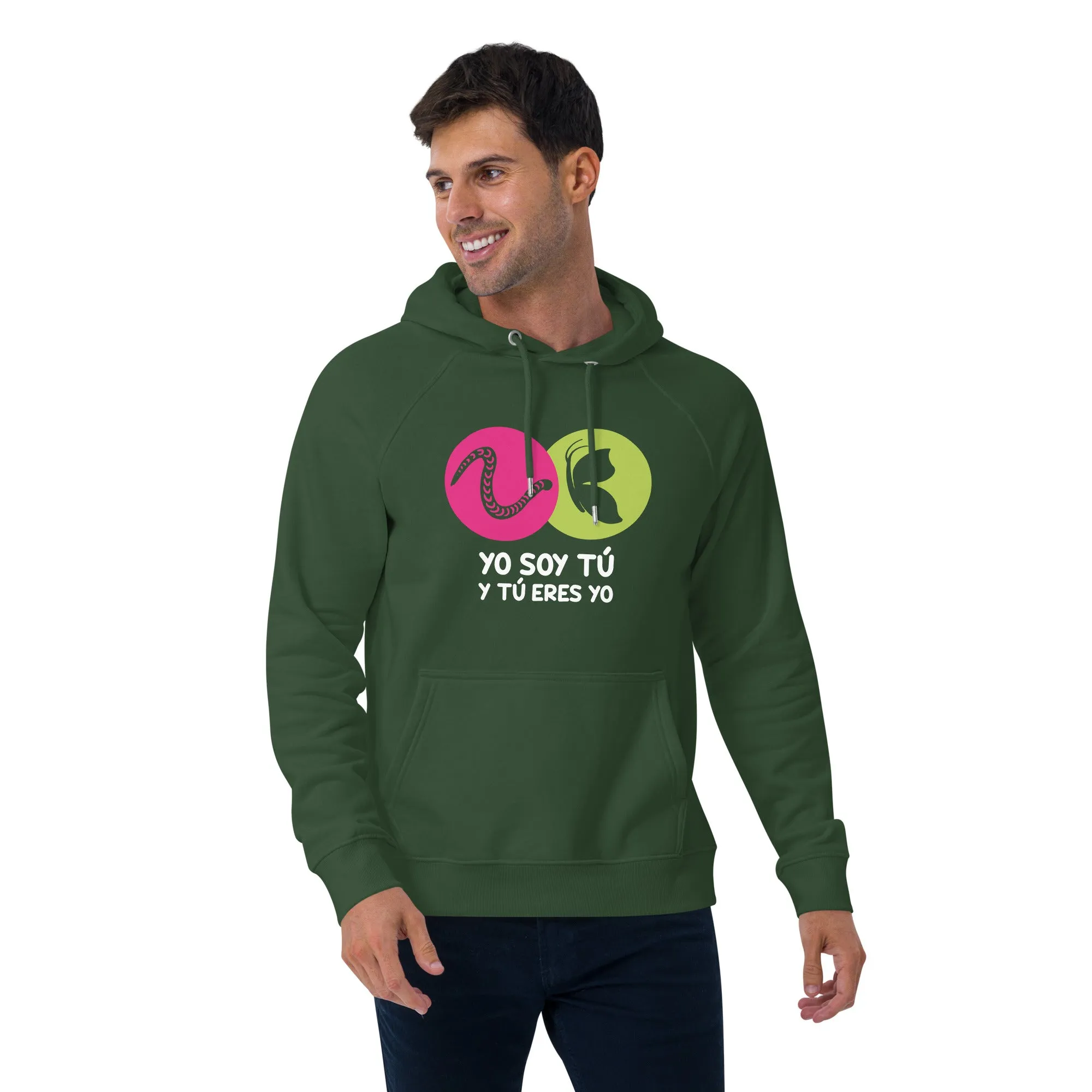 Unisex eco raglan hoodie, Yo Soy Tú y Tú Eres Yo