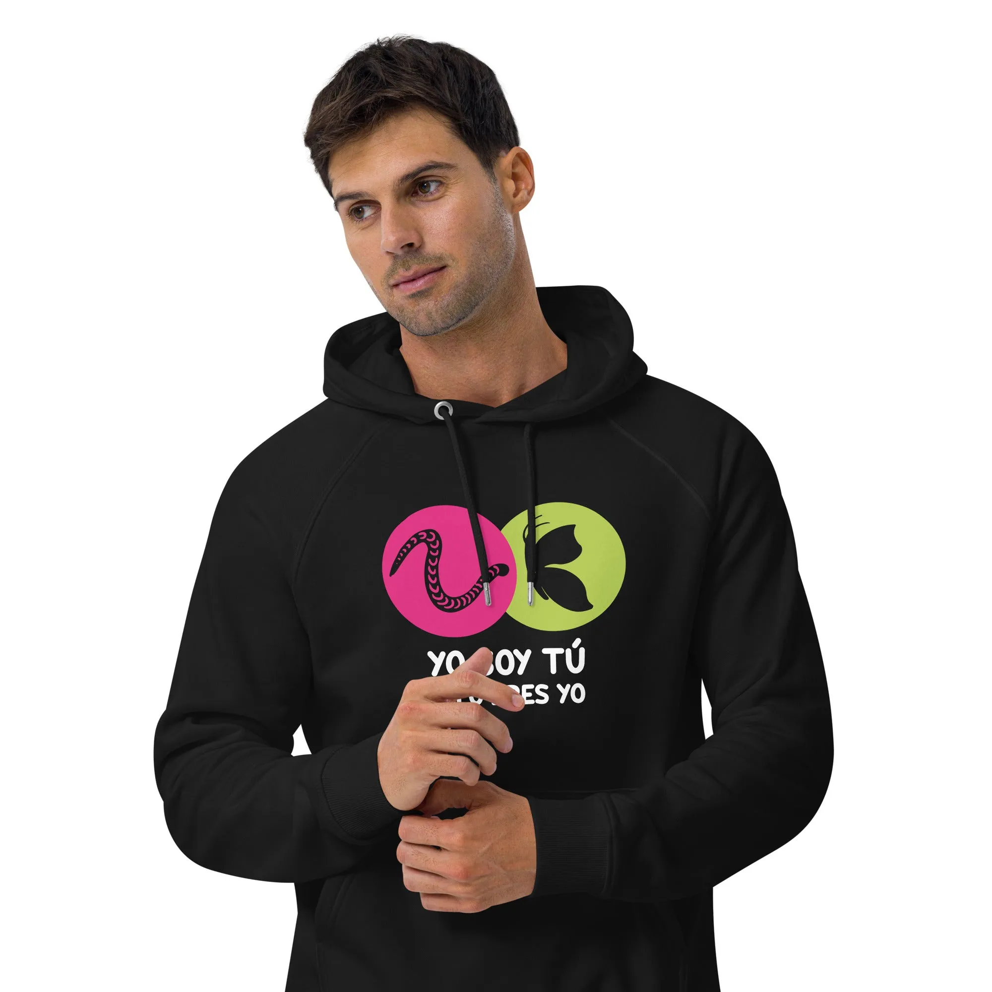 Unisex eco raglan hoodie, Yo Soy Tú y Tú Eres Yo