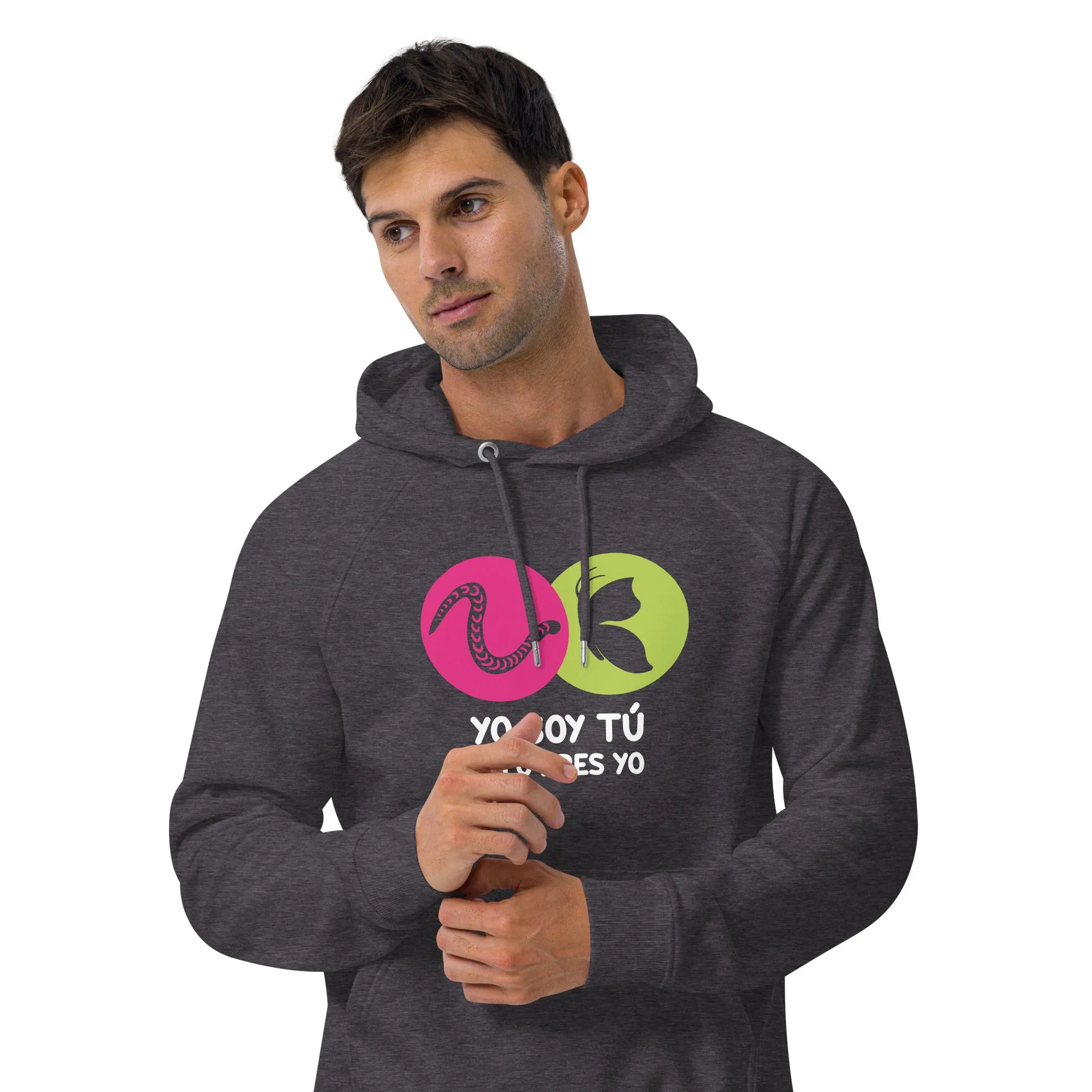 Unisex eco raglan hoodie, Yo Soy Tú y Tú Eres Yo