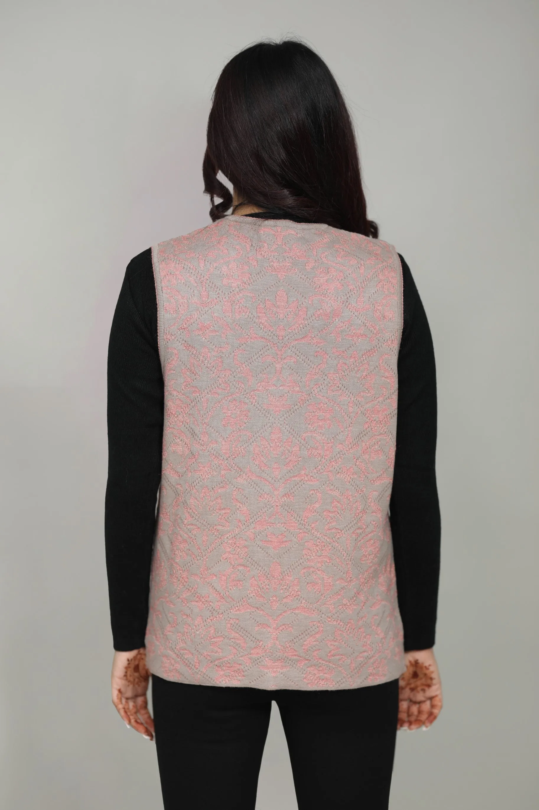 V-Neck Sleeveless Woolen Cardigan for Women