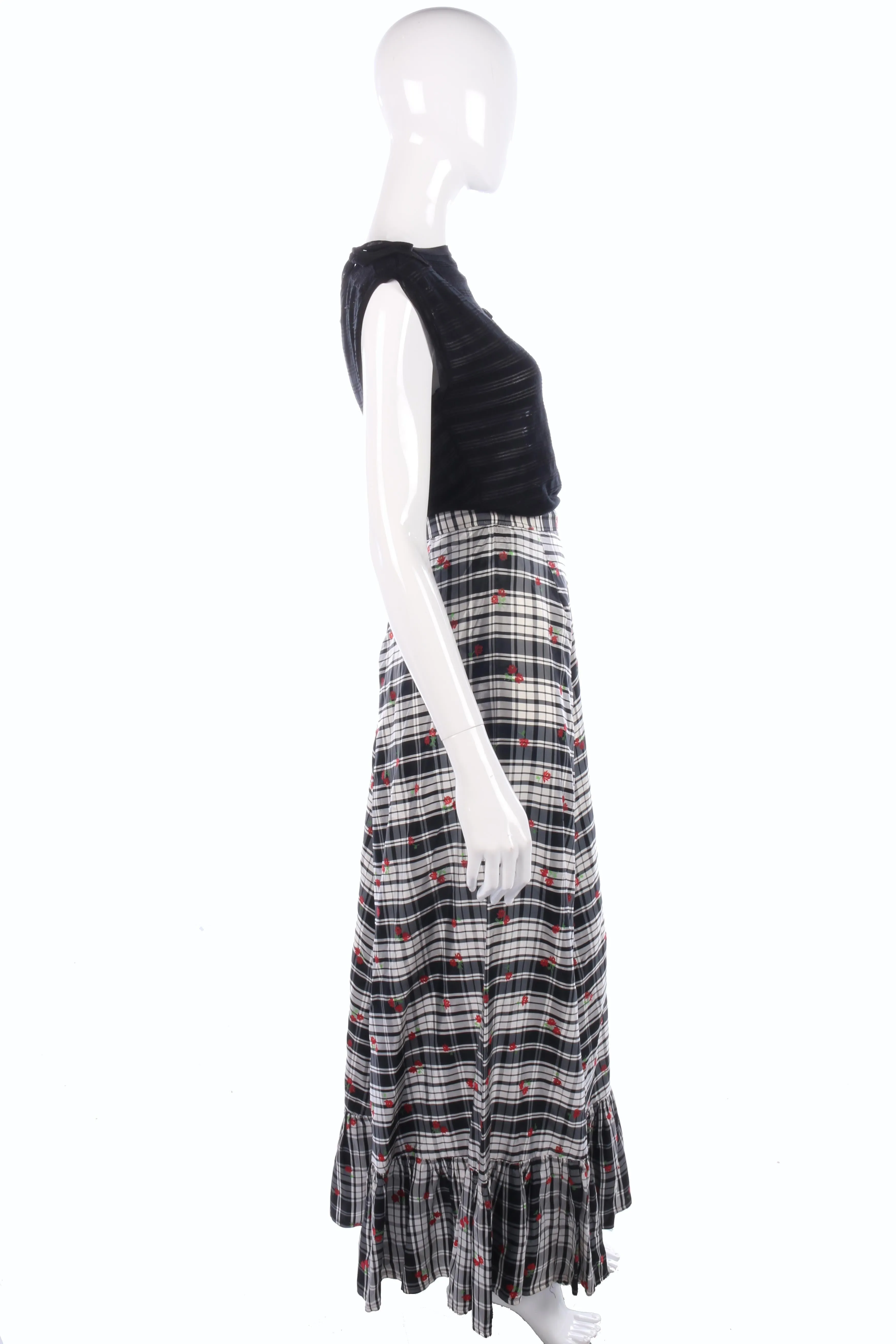 Vintage 1960's Dolly Rockers black and white checked skirt size S