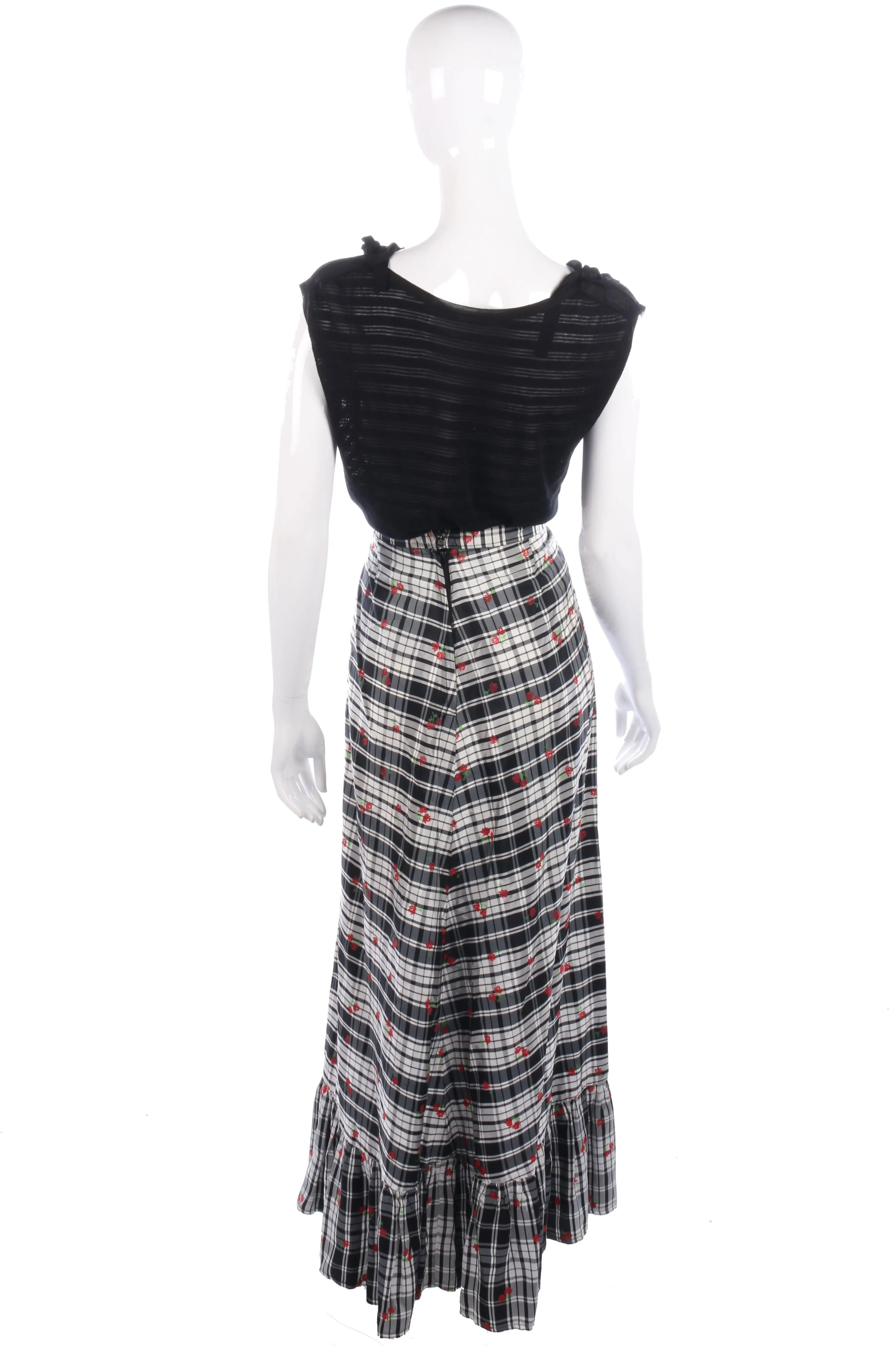 Vintage 1960's Dolly Rockers black and white checked skirt size S