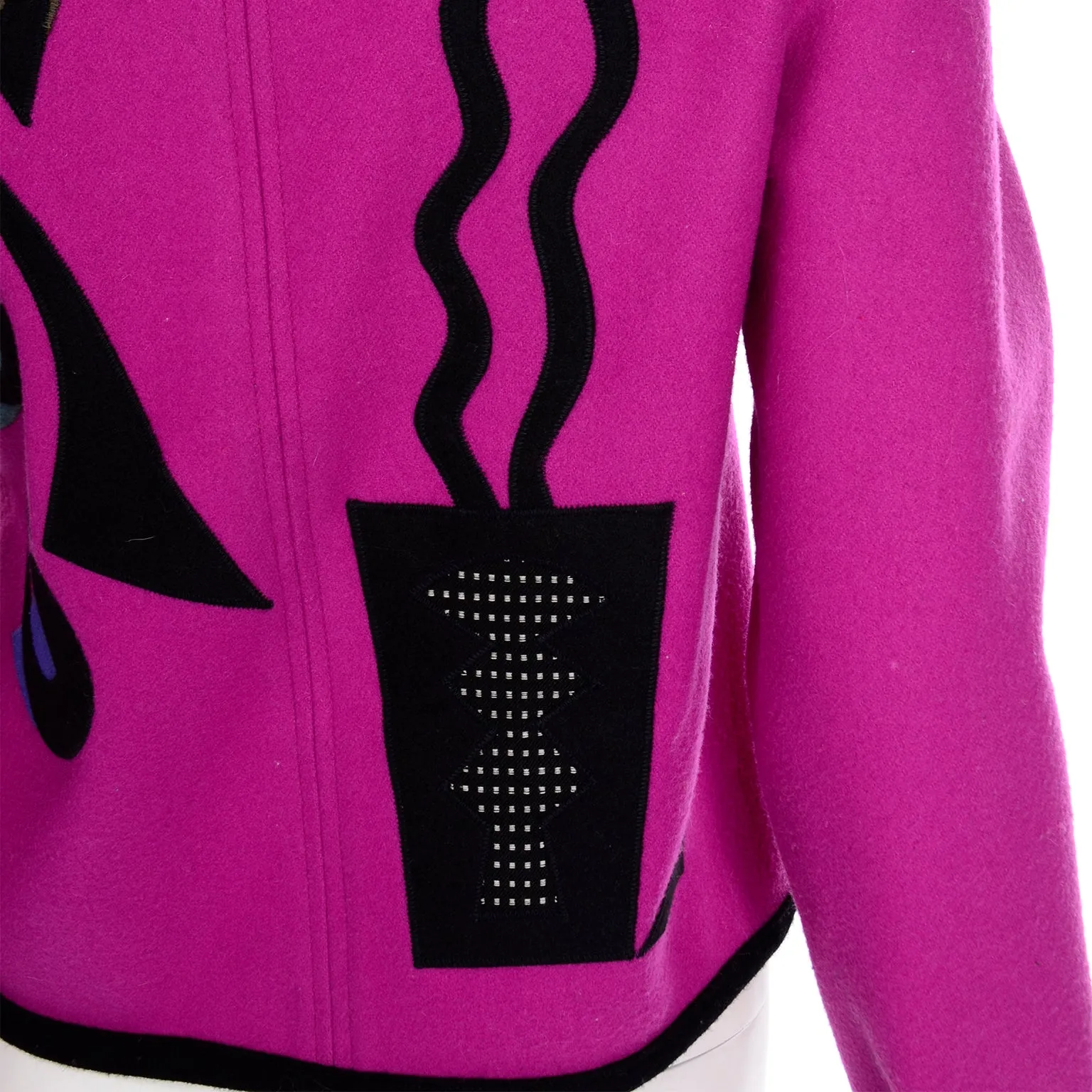 Vintage Beppa Pink Wool Jacket With Abstract Geometric Design