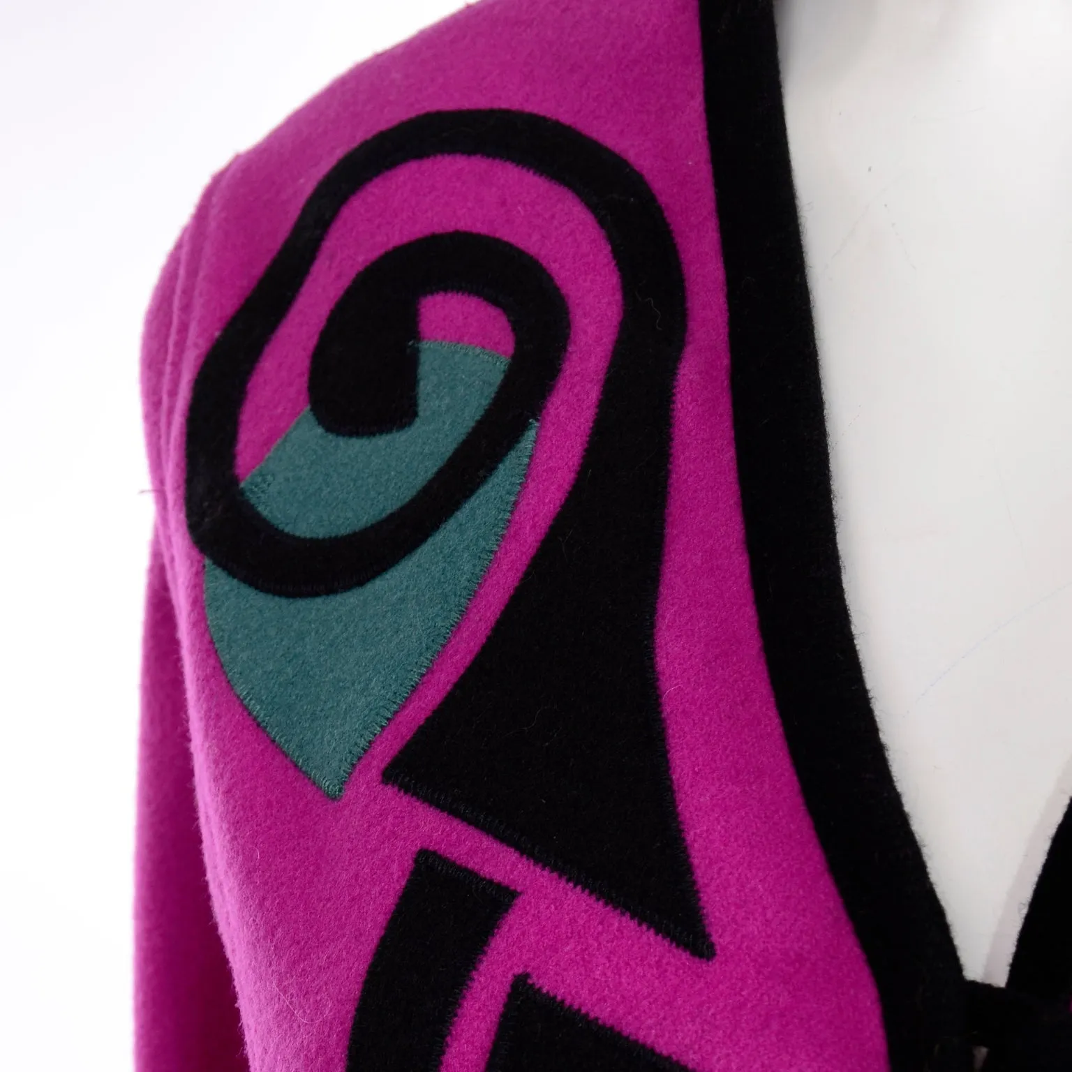 Vintage Beppa Pink Wool Jacket With Abstract Geometric Design