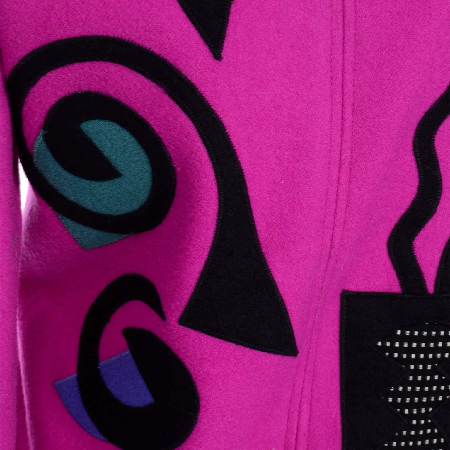 Vintage Beppa Pink Wool Jacket With Abstract Geometric Design