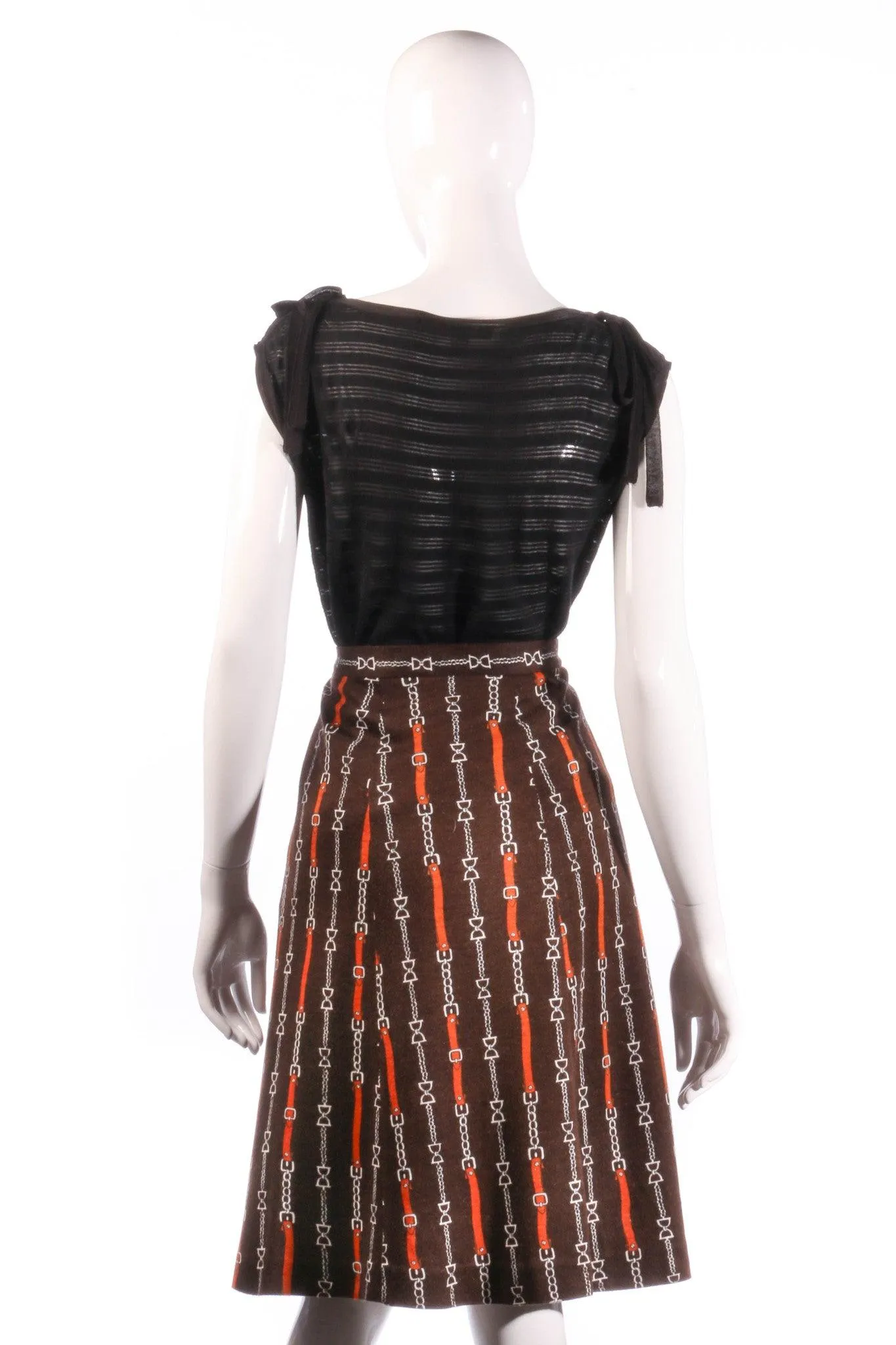 Vintage Brown and Orange skirt with chain print UK 8/10