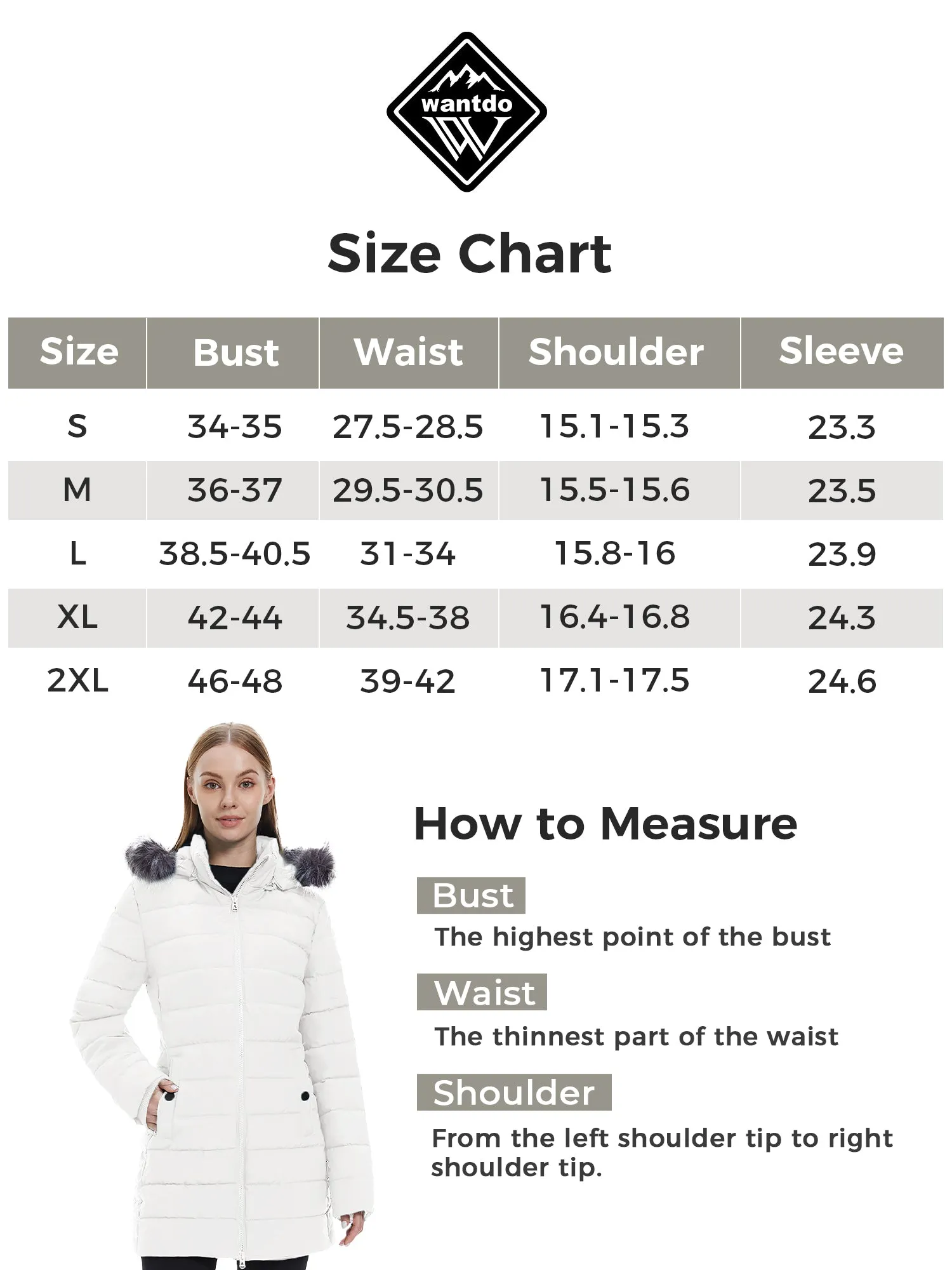 Wantdo Women's Winter Coat Hip-Length Warm Puffer Jacket Quilted Winter Jacket with Hood