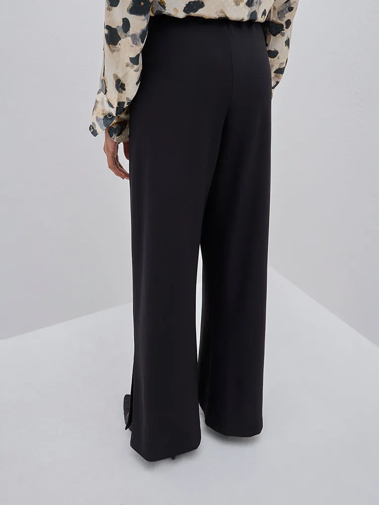 Wardrobe Black High-Rise Cotton Blend Trousers