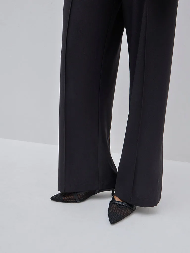 Wardrobe Black High-Rise Cotton Blend Trousers