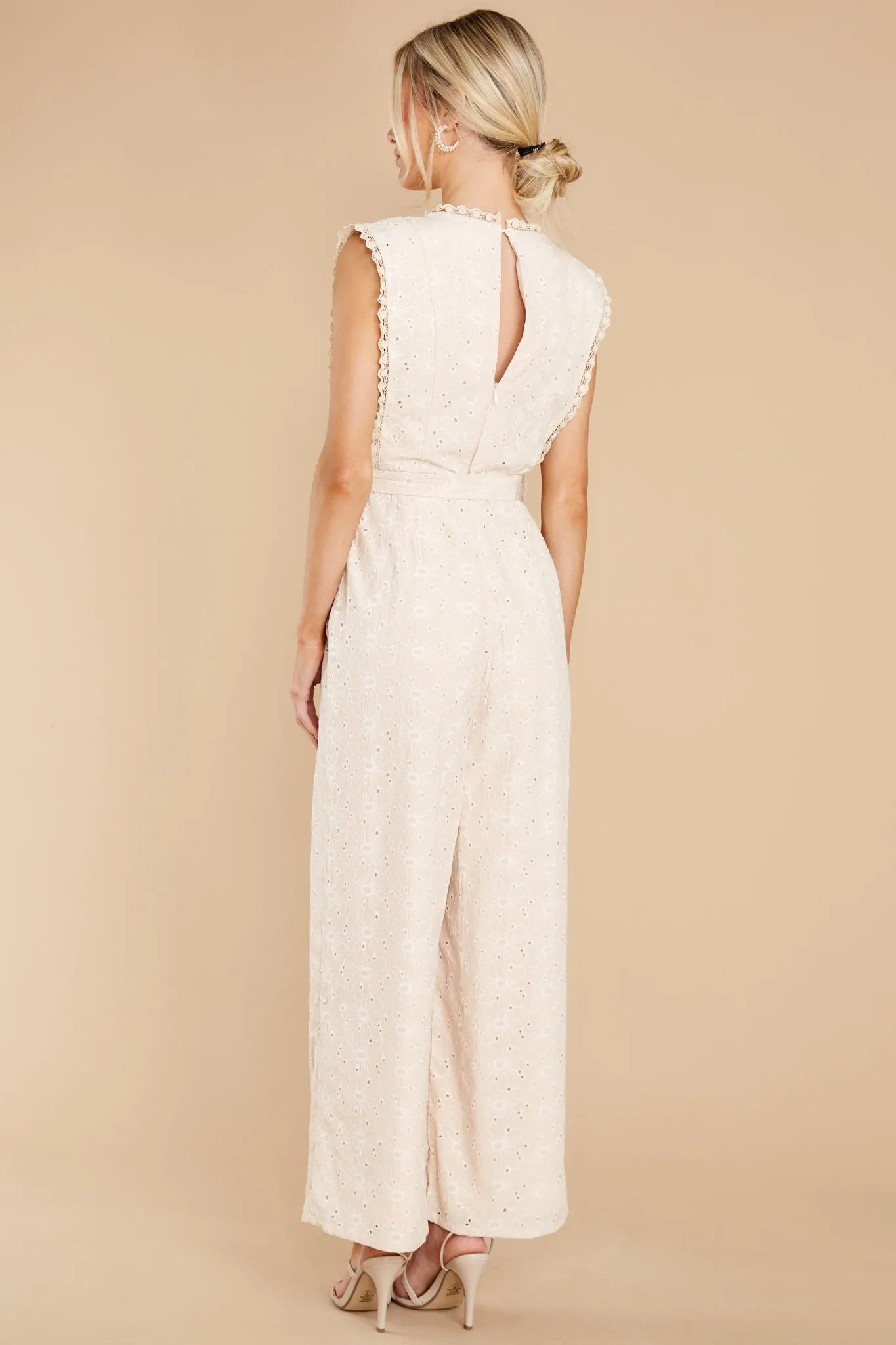 Whisper Of The Heart Natural Eyelet Jumpsuit