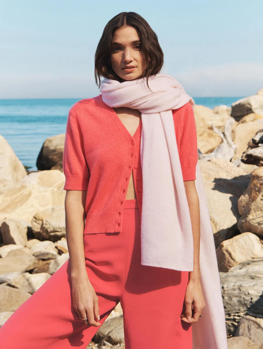 White   Warren - Cashmere Travel Wrap in Pink Sand